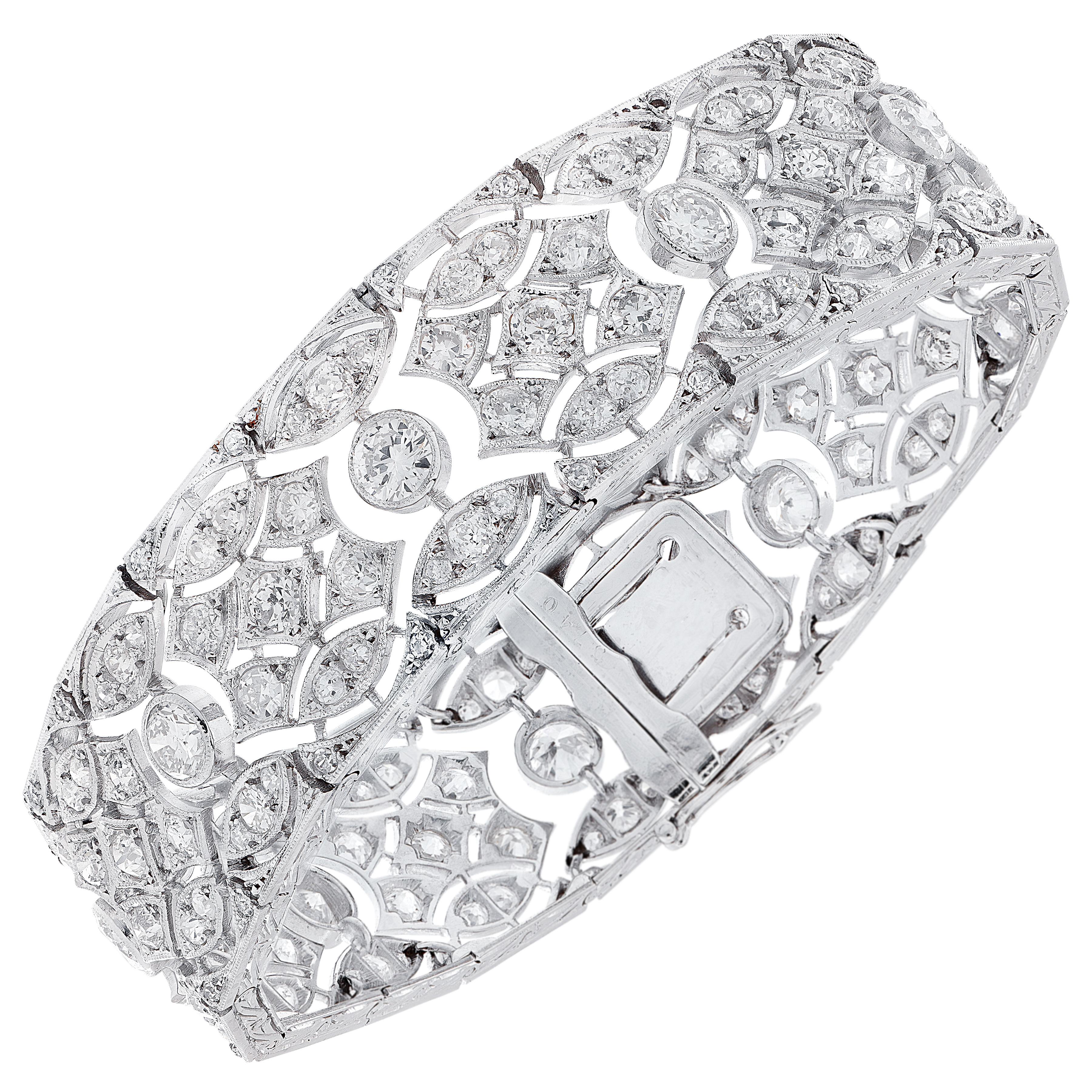 Bracelet Art déco français 8,5 carats de diamants anciens de taille européenne en vente 5