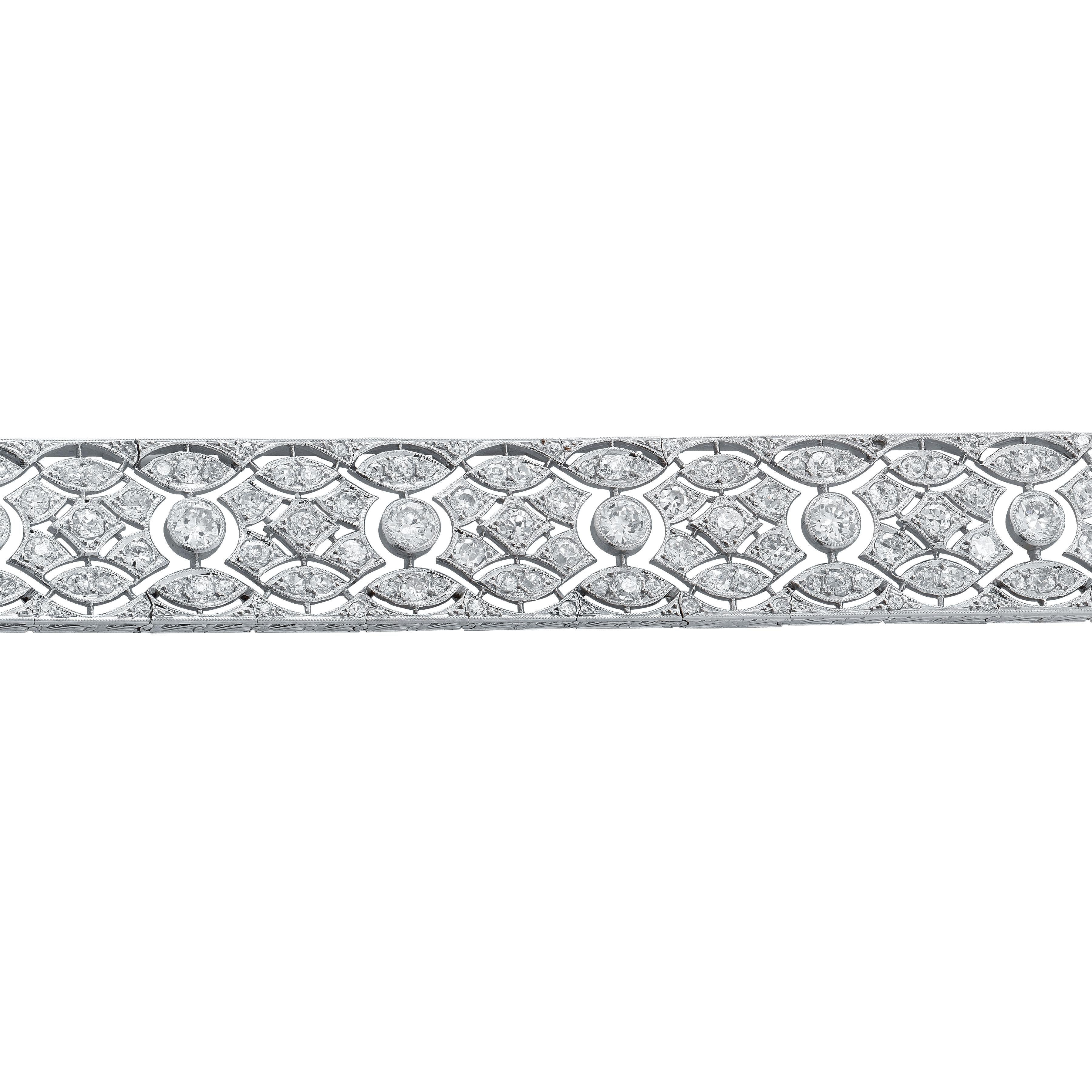 Bracelet Art déco français 8,5 carats de diamants anciens de taille européenne en vente 6