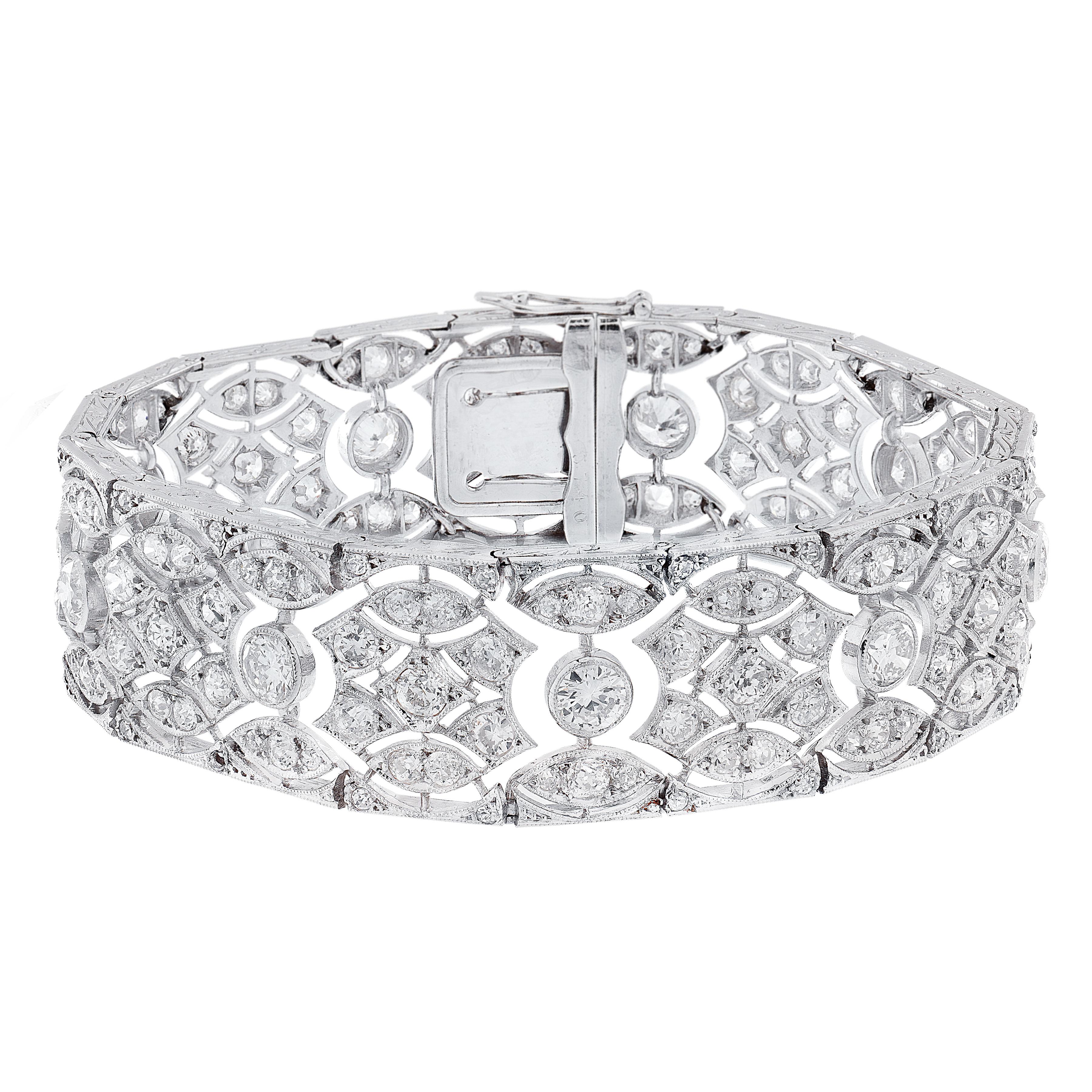 Bracelet Art déco français 8,5 carats de diamants anciens de taille européenne en vente 4