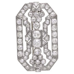 French Art Deco 8.60 carat diamond platinum brooch