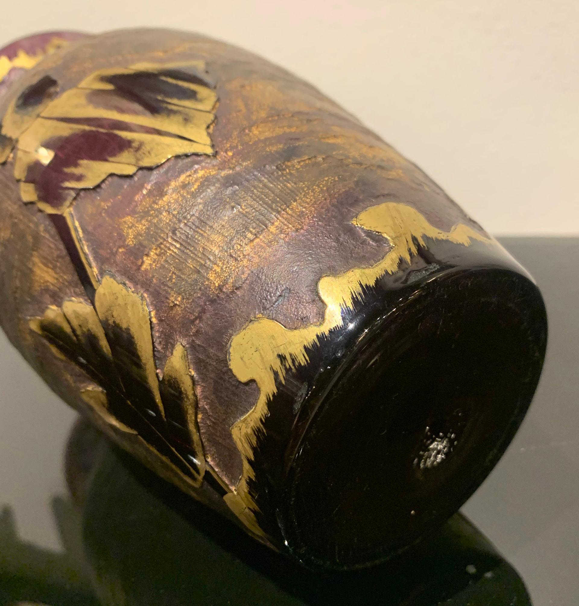 Vetro artistico Vaso in vetro acidato Art Déco francese, attribuito a Daum in vendita