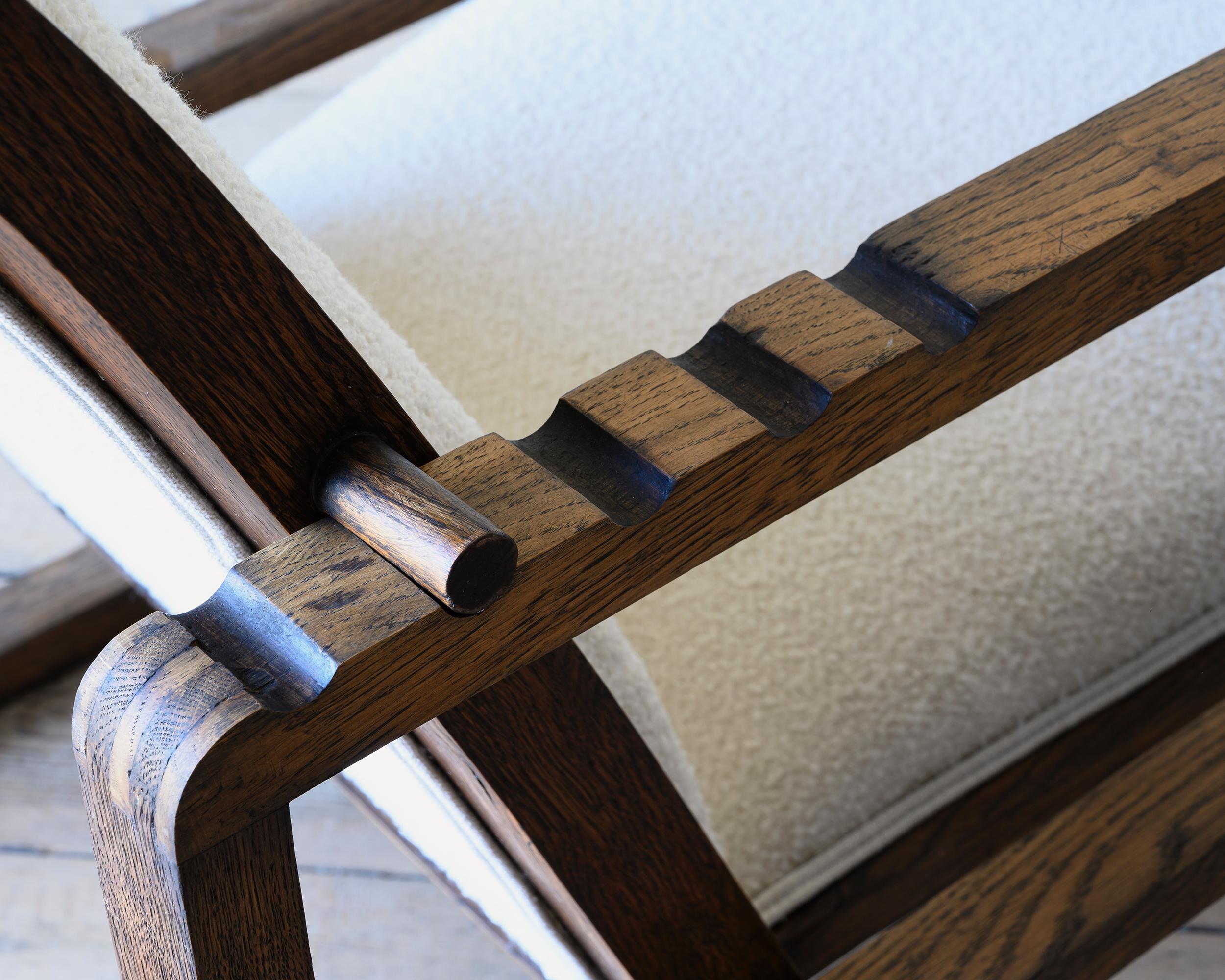 Wood French Art Deco Adjustable Armchair