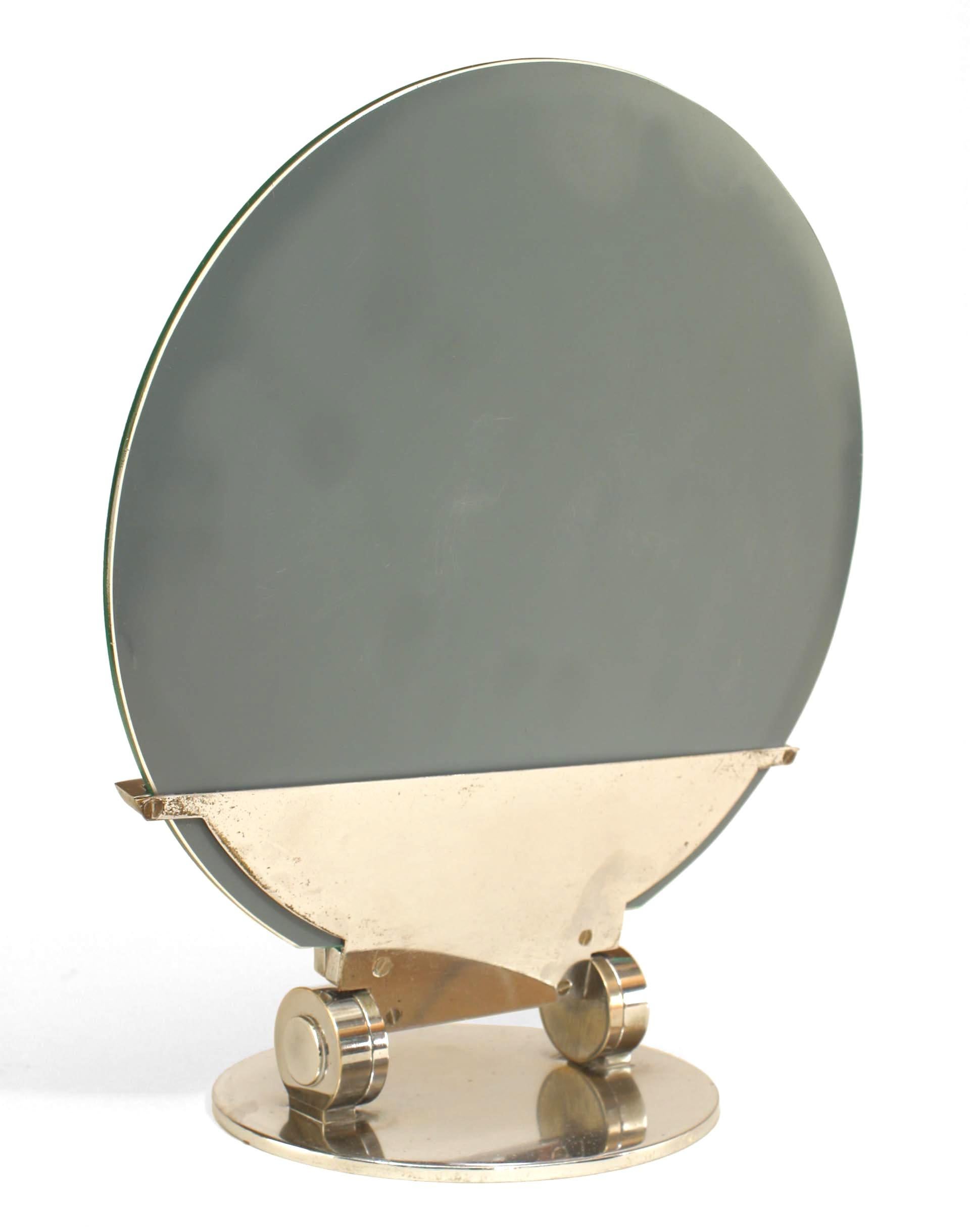 French Art Deco Adjustable Chrome Table Mirror In Good Condition For Sale In Queens, NY