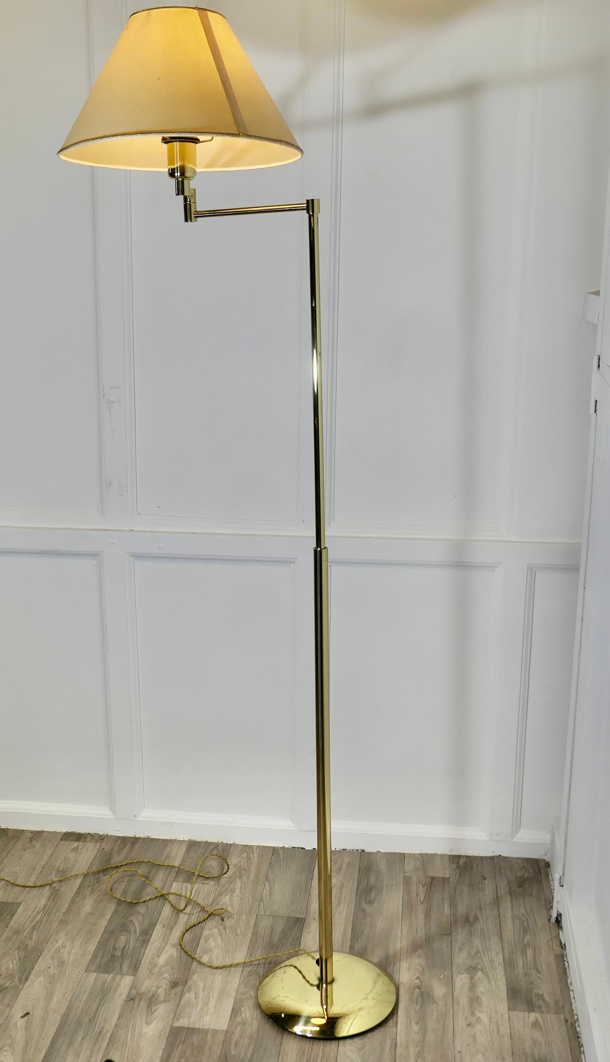 French Art Deco Adjustable Height Swing Arm Floor Lamp In Good Condition In Godshill, Isle of Wight
