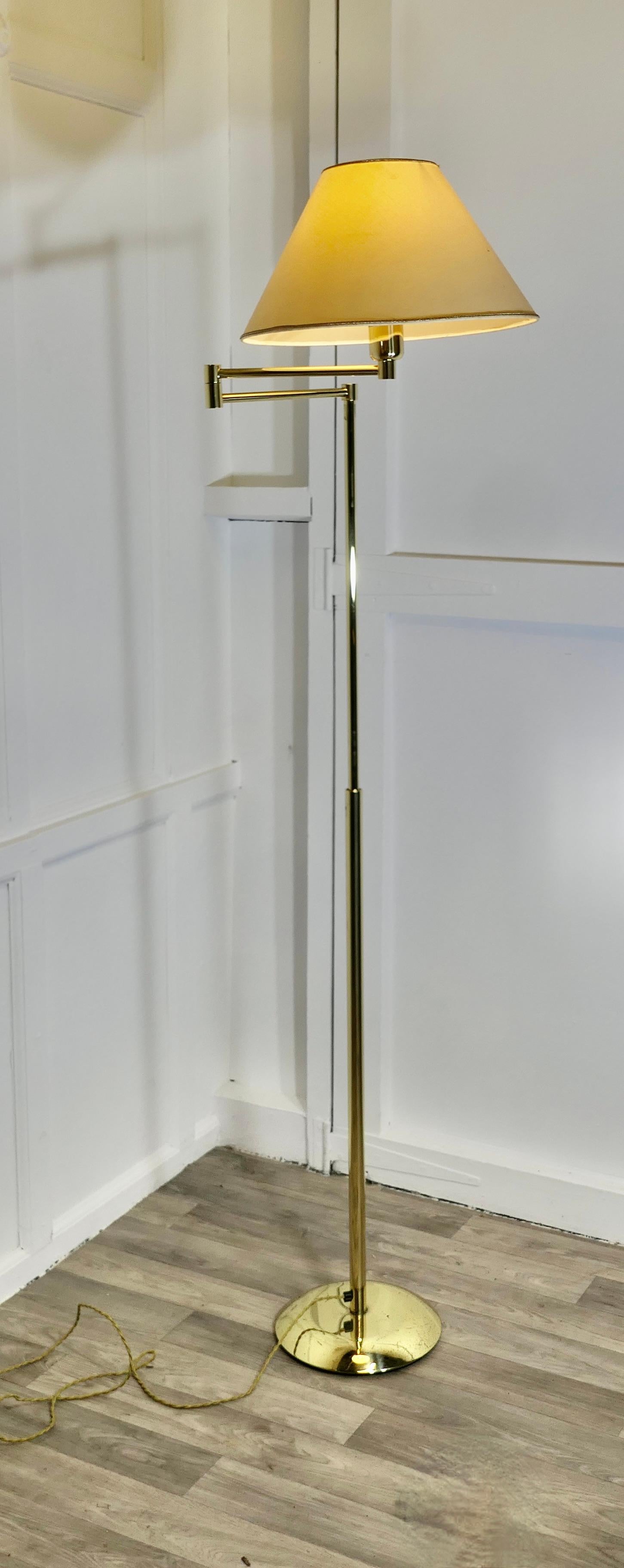 Mid-20th Century French Art Deco Adjustable Height Swing Arm Floor Lamp