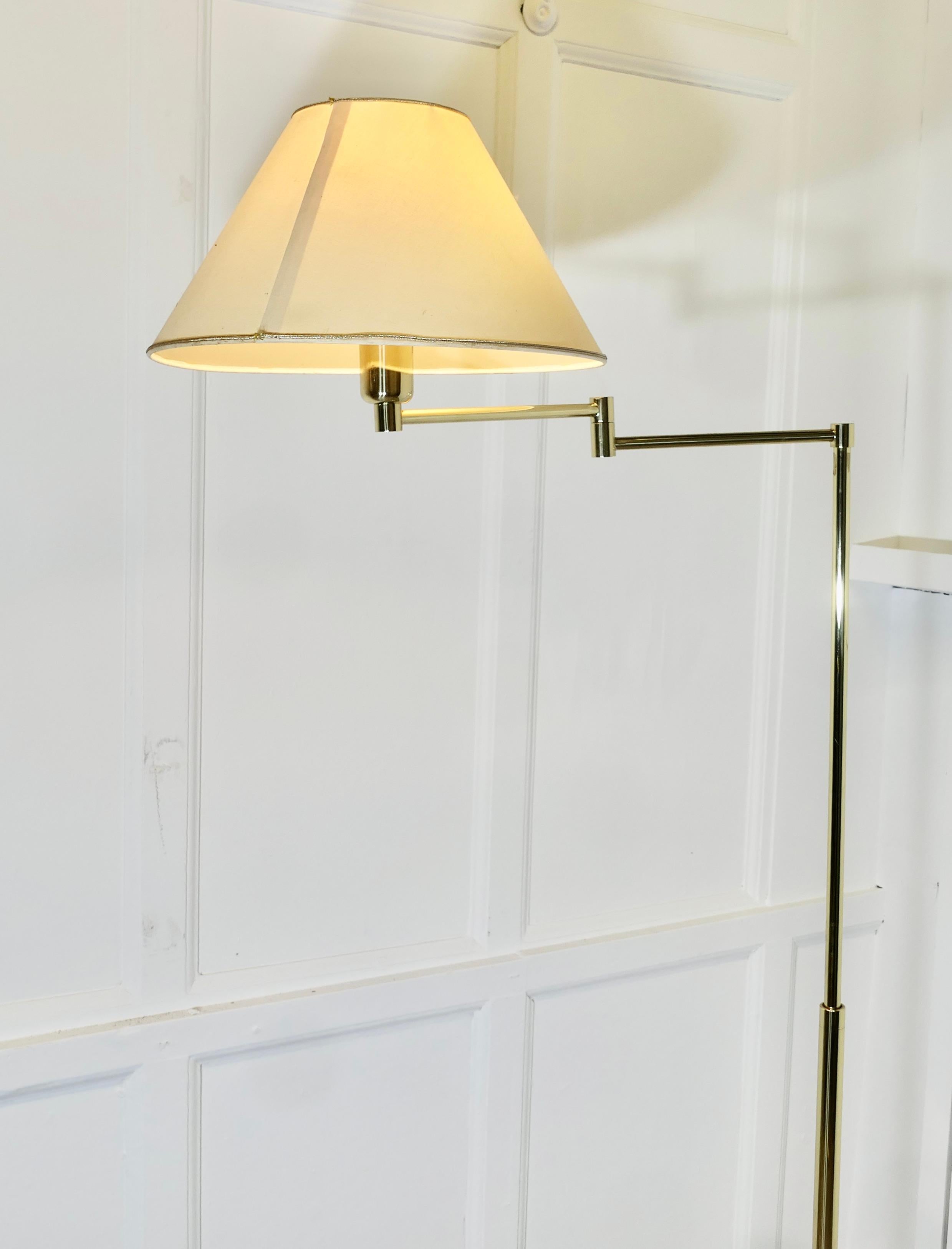 Brass French Art Deco Adjustable Height Swing Arm Floor Lamp