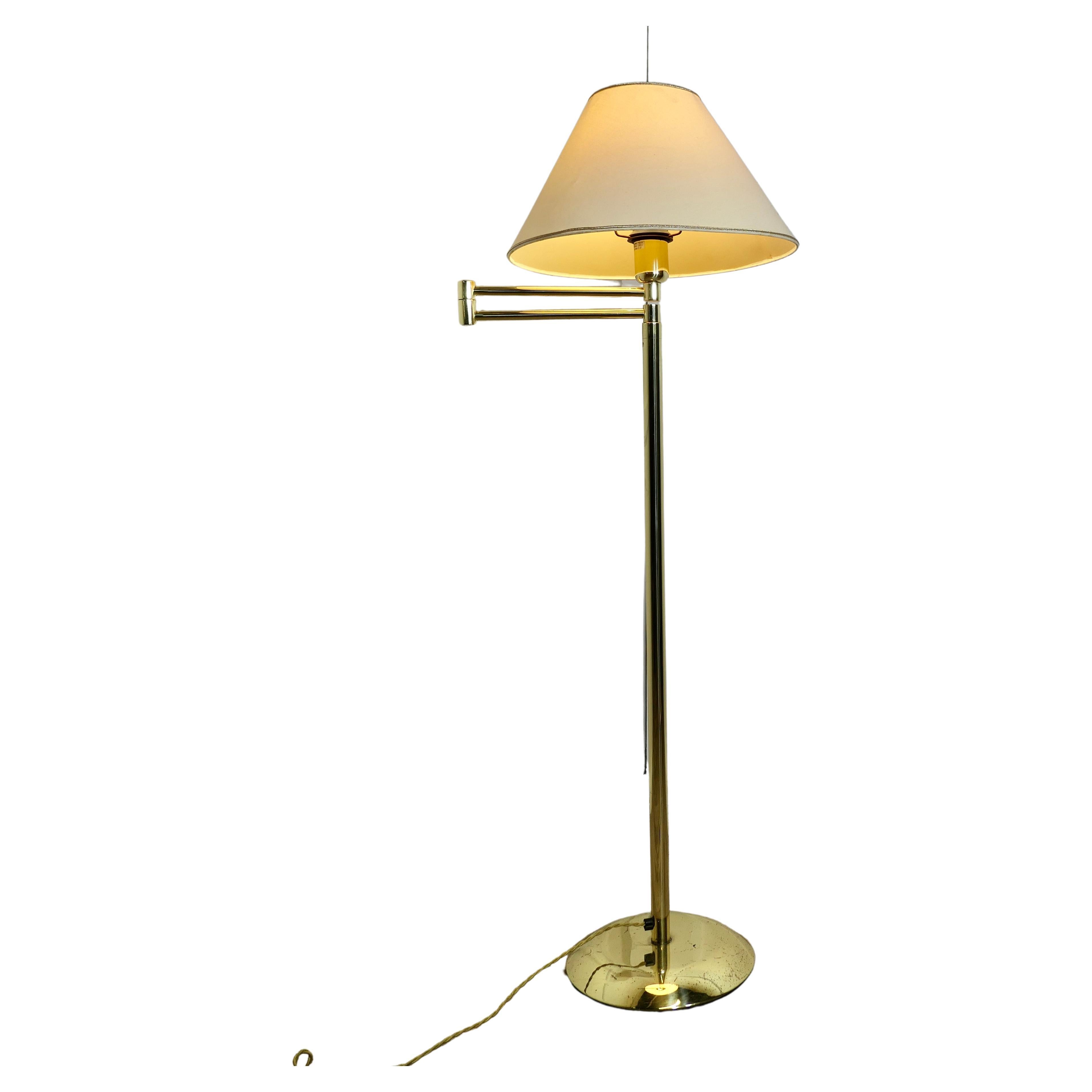 French Art Deco Adjustable Height Swing Arm Floor Lamp