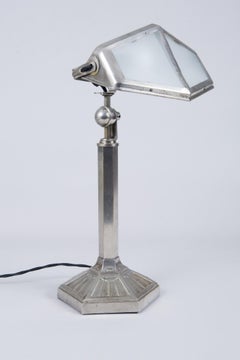French Art  Deco Adjustable Lamp, Original Condition, 1920s, Nickel and Brass