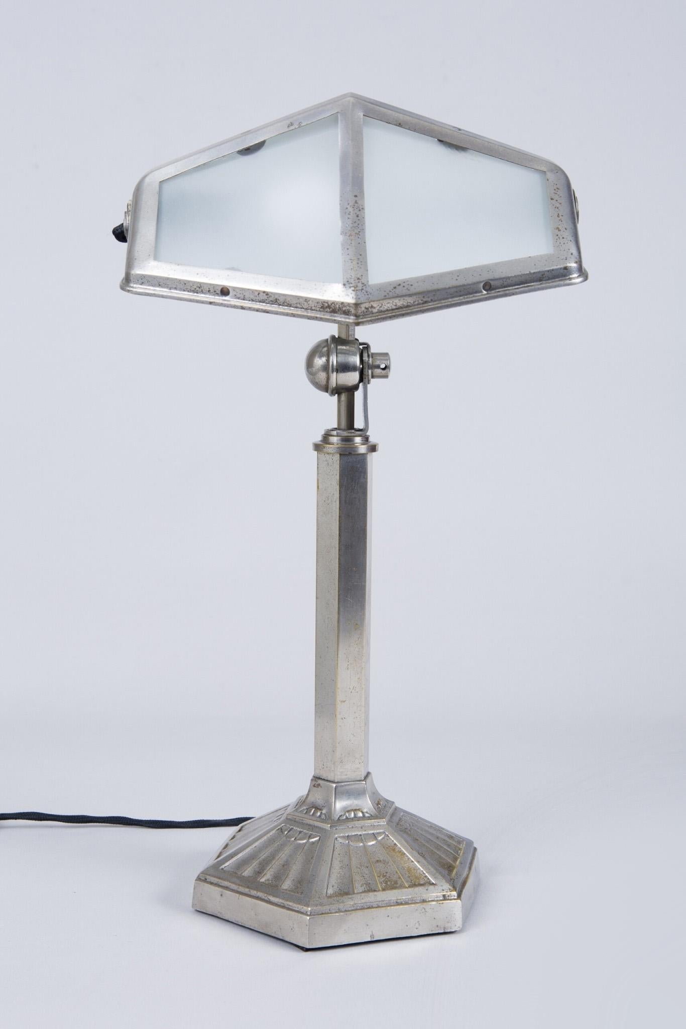 Art Deco French Art  Deco Adjustable Lamp, Original Condition, 1920s, Nickel and Brass For Sale