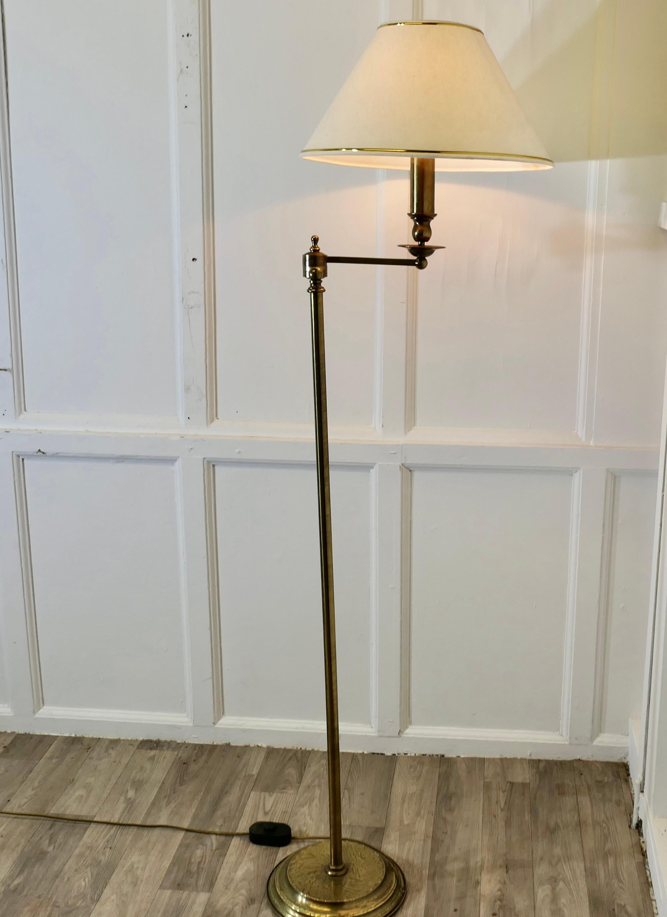 Mid-Century Modern French Art Deco Adjustable Swing Arm Floor Lamp, Reading Lamp