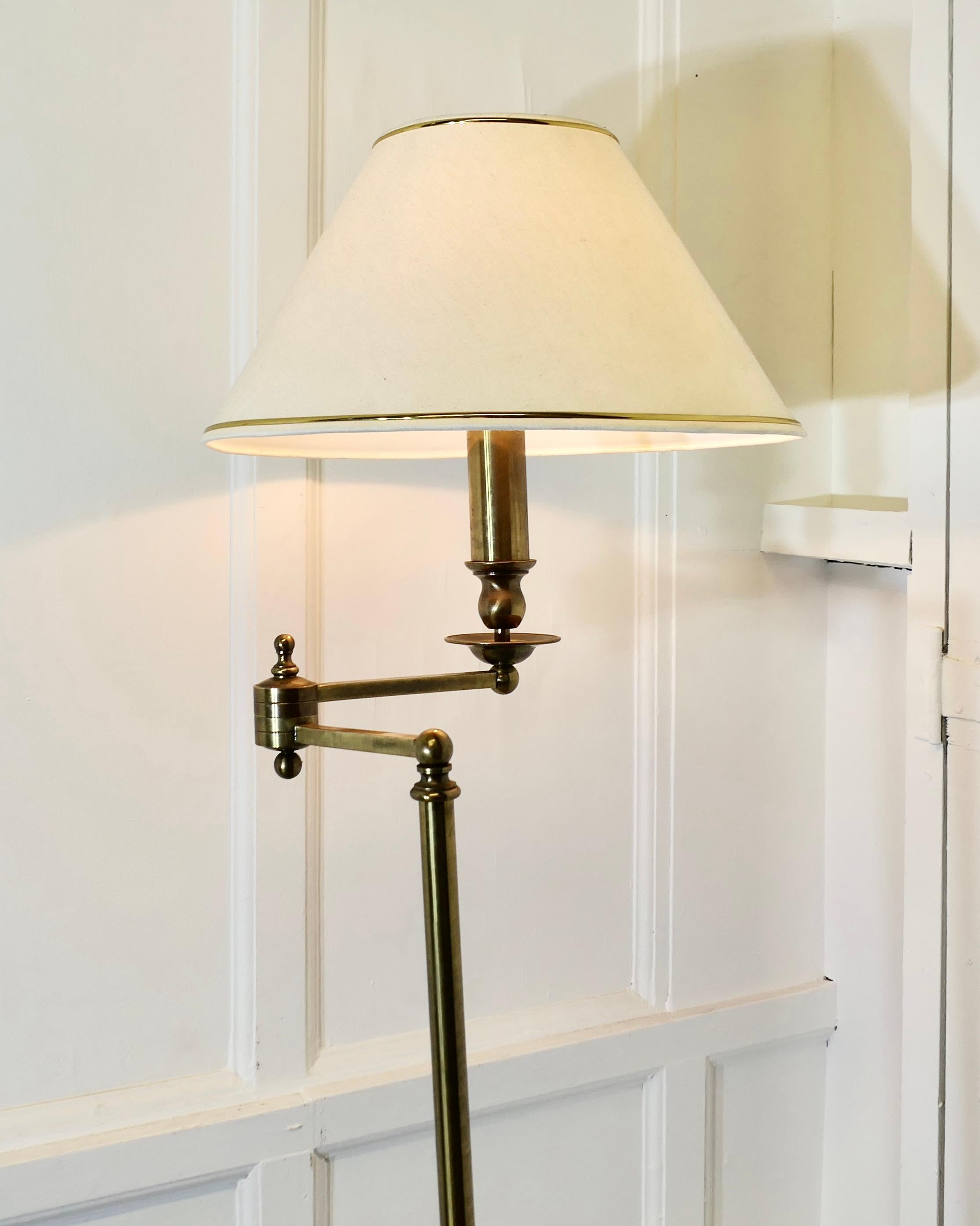 French Art Deco Adjustable Swing Arm Floor Lamp, Reading Lamp In Good Condition In Godshill, Isle of Wight