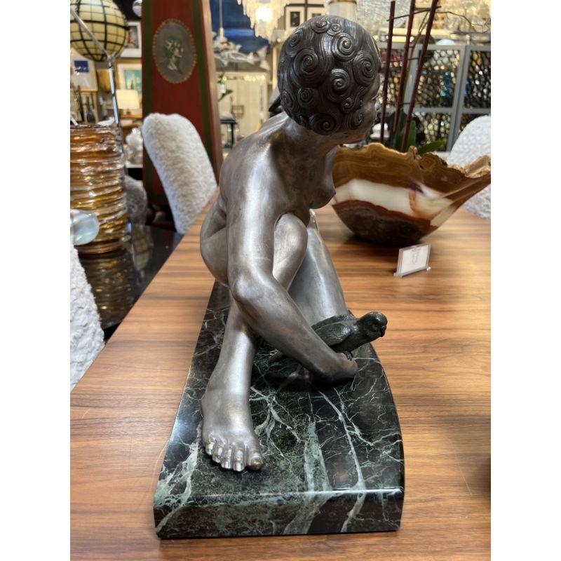 French Art Deco A.G. Rigault Silvered Bronze Sculpture For Sale 2