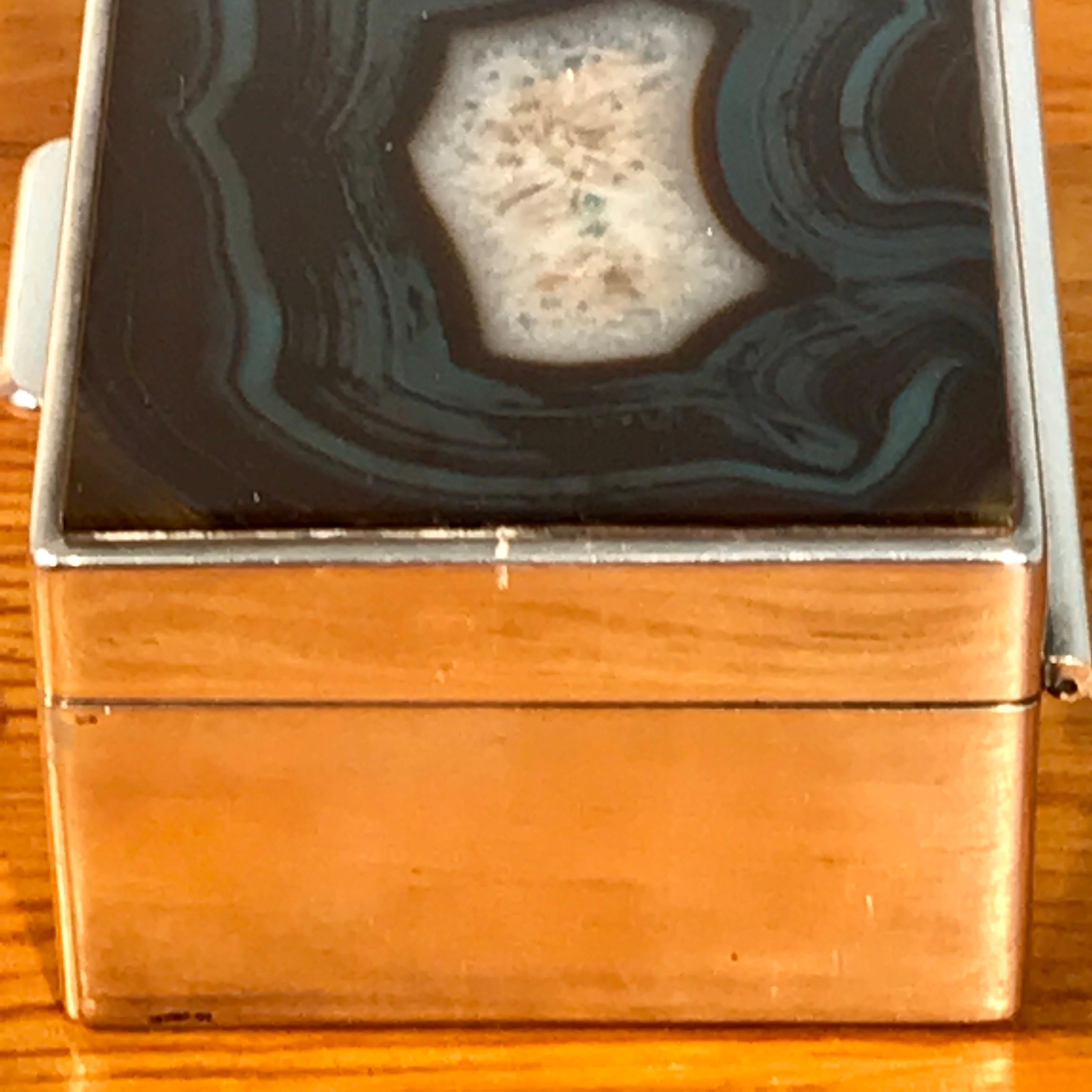 French Art Deco Agate and Silver Plate Table Box In Good Condition In West Palm Beach, FL