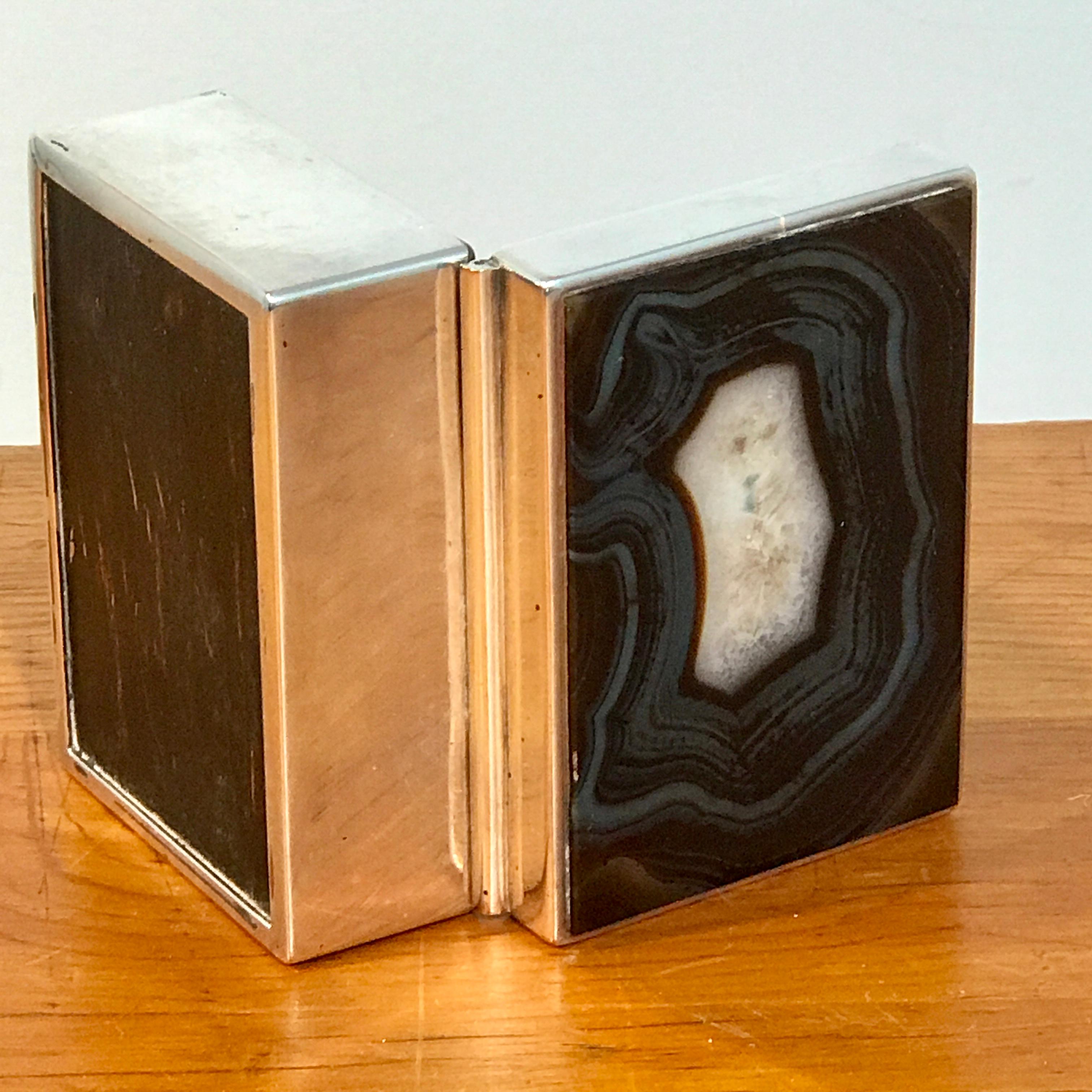 French Art Deco Agate and Silver Plate Table Box 1