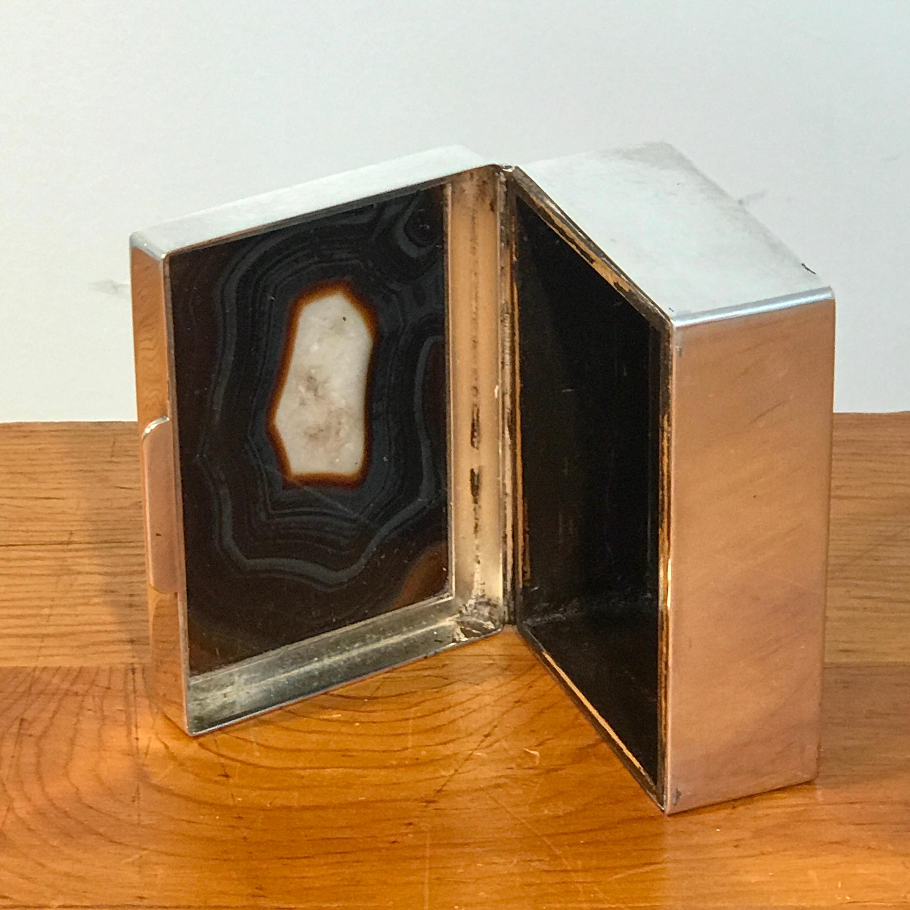 French Art Deco Agate and Silver Plate Table Box 2