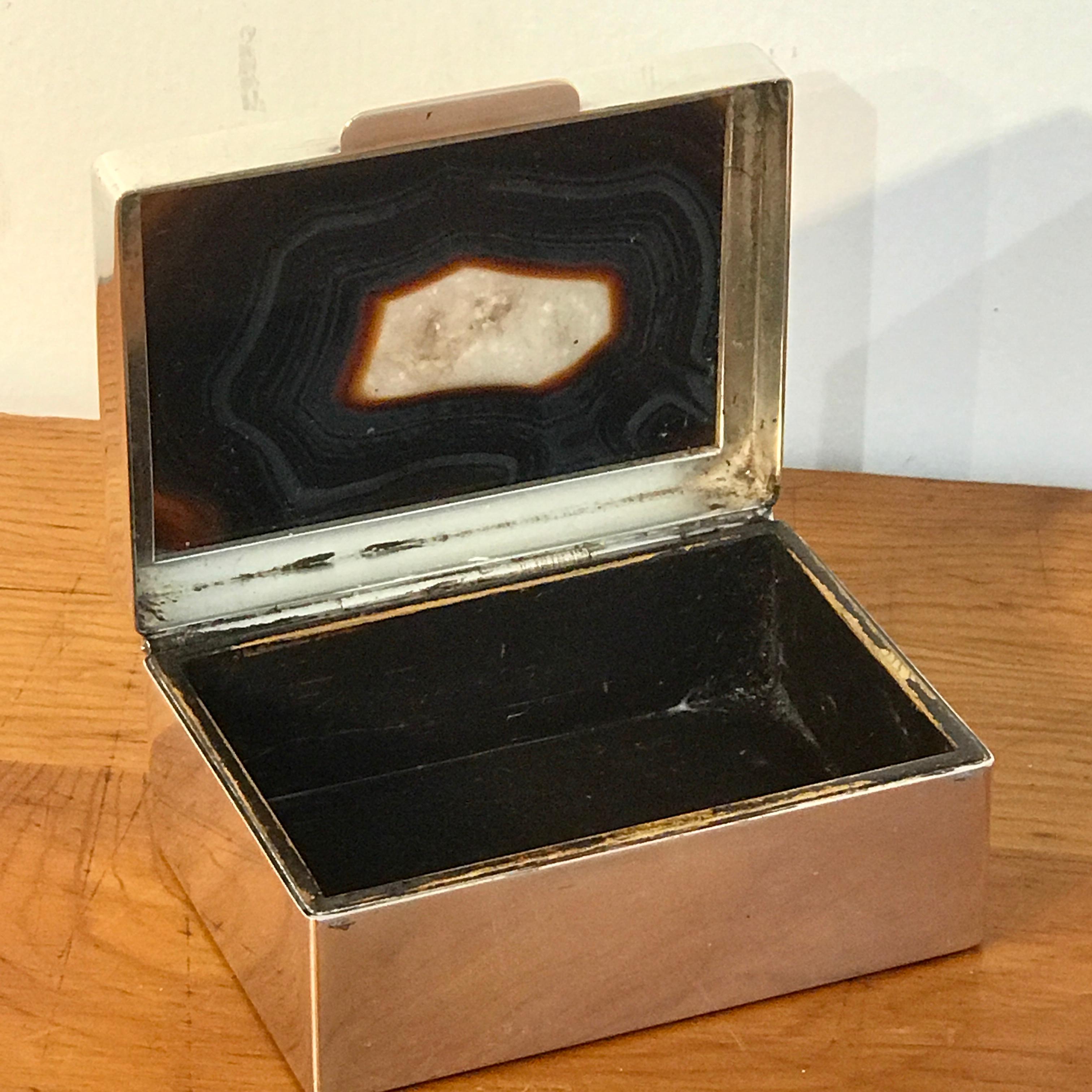 French Art Deco Agate and Silver Plate Table Box 5