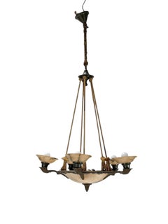 Lampadario in alabastro Art Deco francese, anni '30