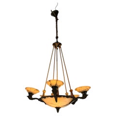 Lampadario in alabastro Art Deco francese, anni '30