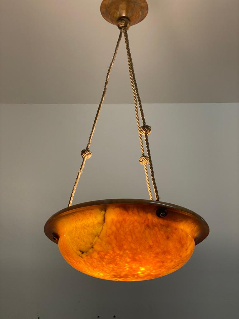 Early 20th Century French Art Deco Alabaster Chandelier