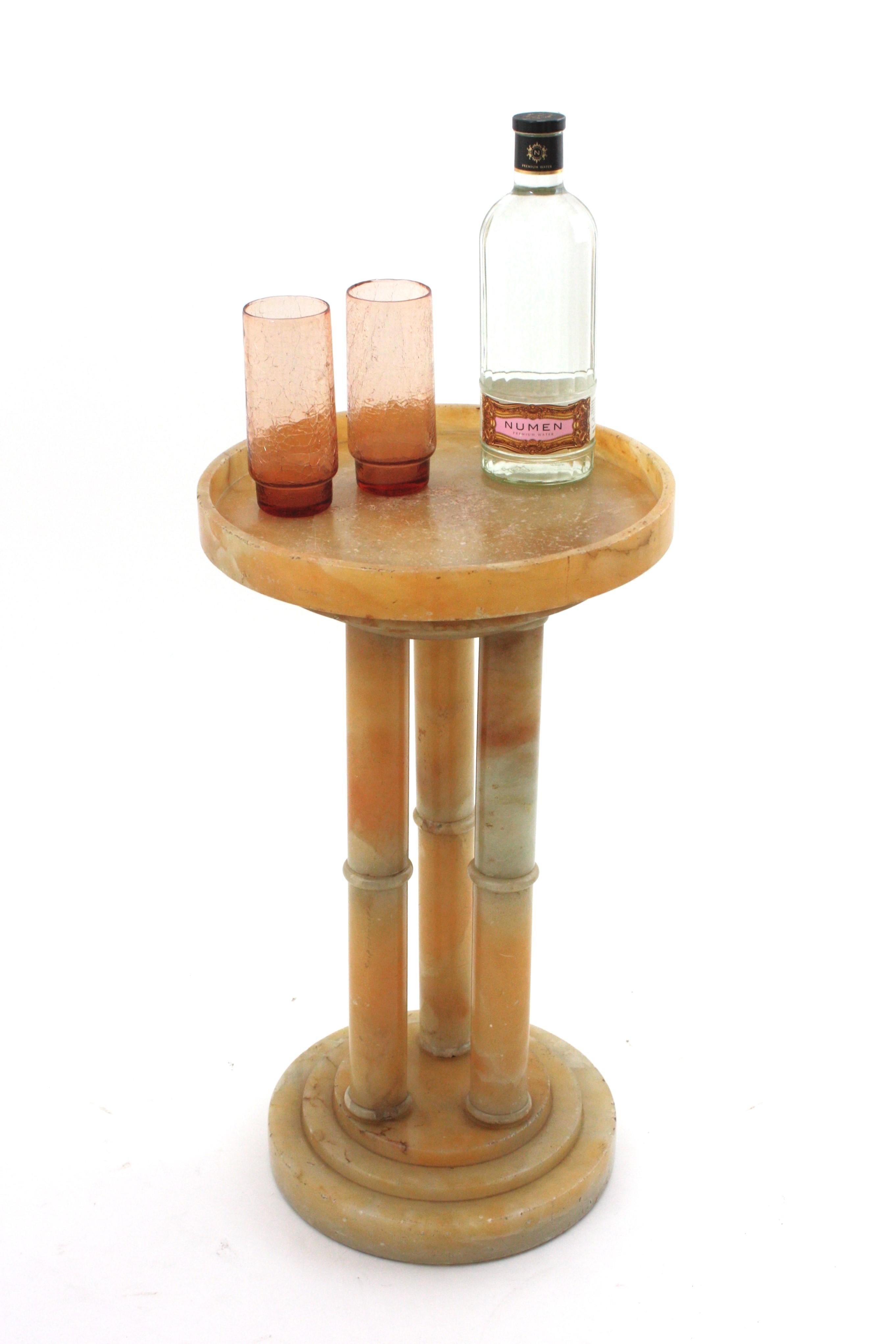 French Art Deco Alabaster Gueridon Table / Side Table In Good Condition In Barcelona, ES