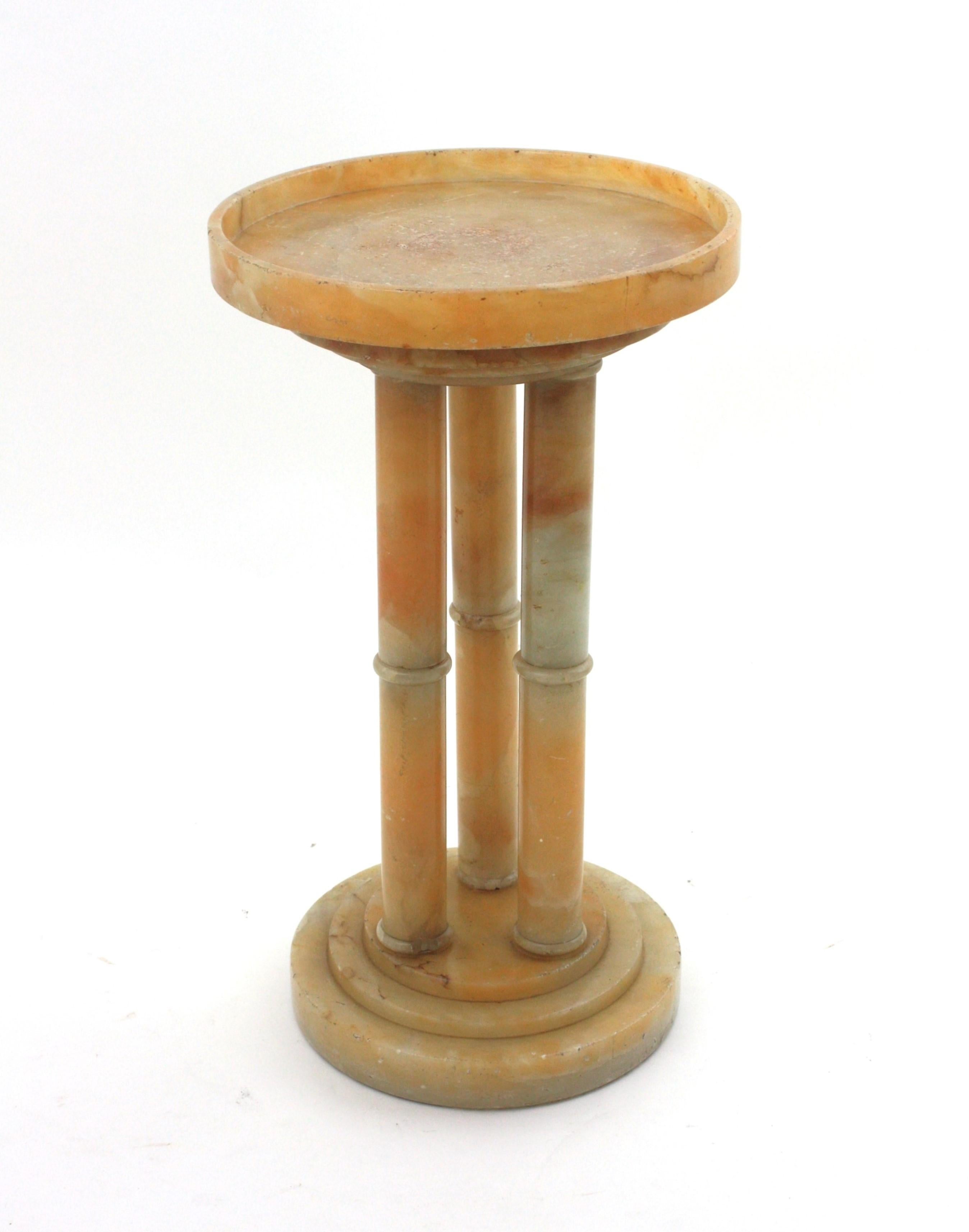 20th Century French Art Deco Alabaster Gueridon Table / Side Table