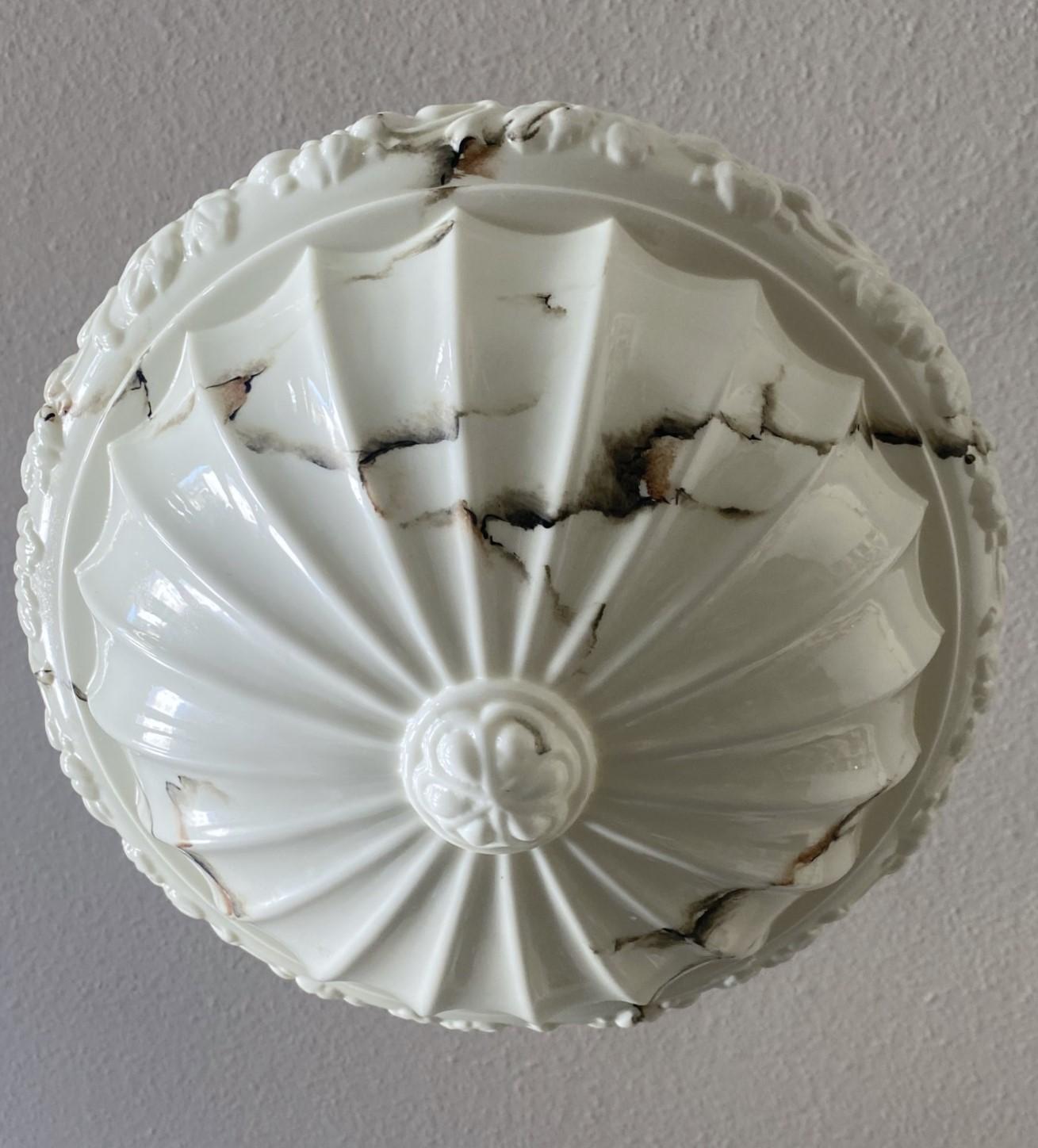 French Art Deco Alabaster Looking Art Glass Pendant Lantern, 1920-1930 For Sale 2