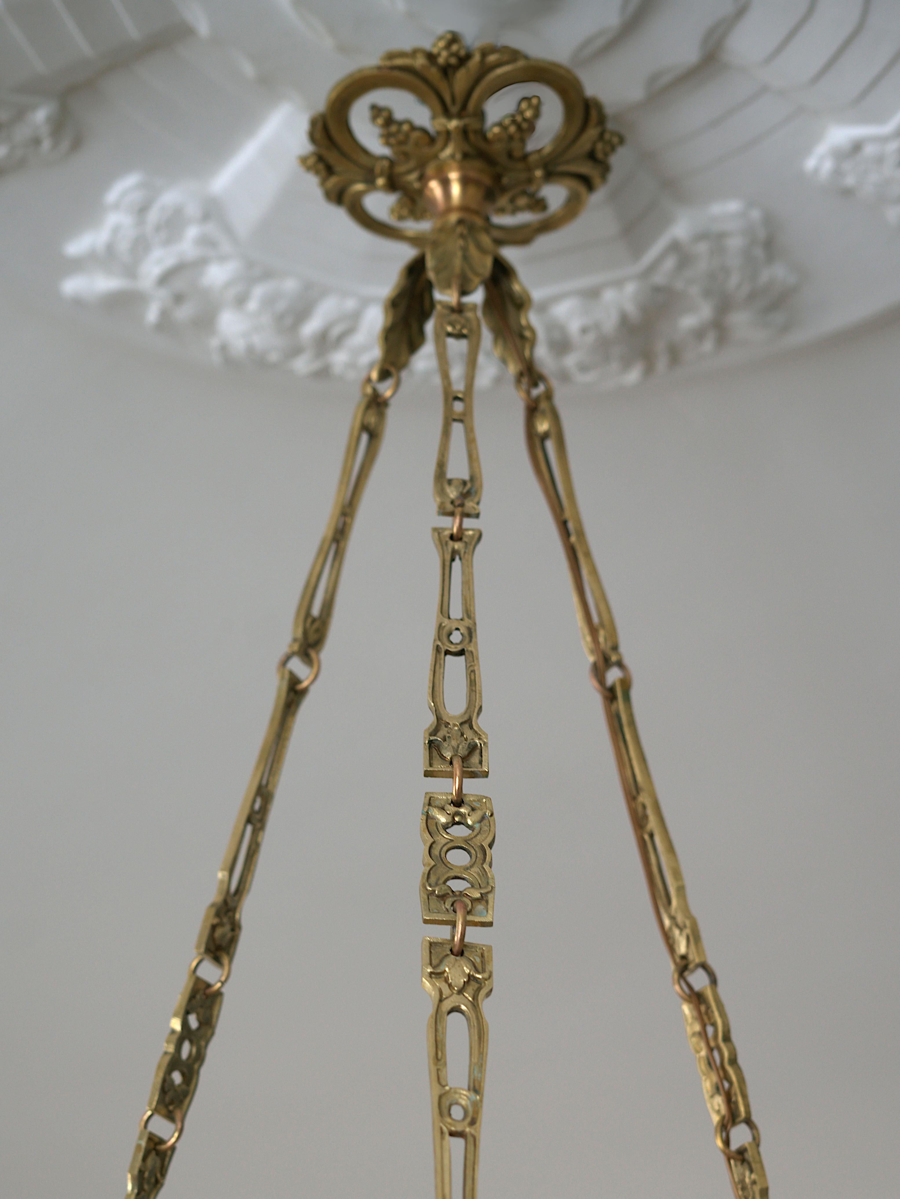 Lampadario a sospensione in alabastro Art Déco francese, 1915-1920 in vendita 5