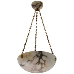 French Art Deco Alabaster Pendant Chandelier, 1920s