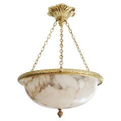 French Art Deco Alabaster Pendant Chandelier, 1920s