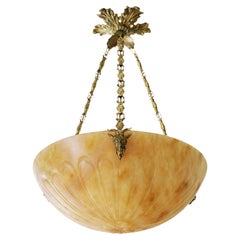 Used French Art Deco Alabaster Pendant Chandelier, 1920s