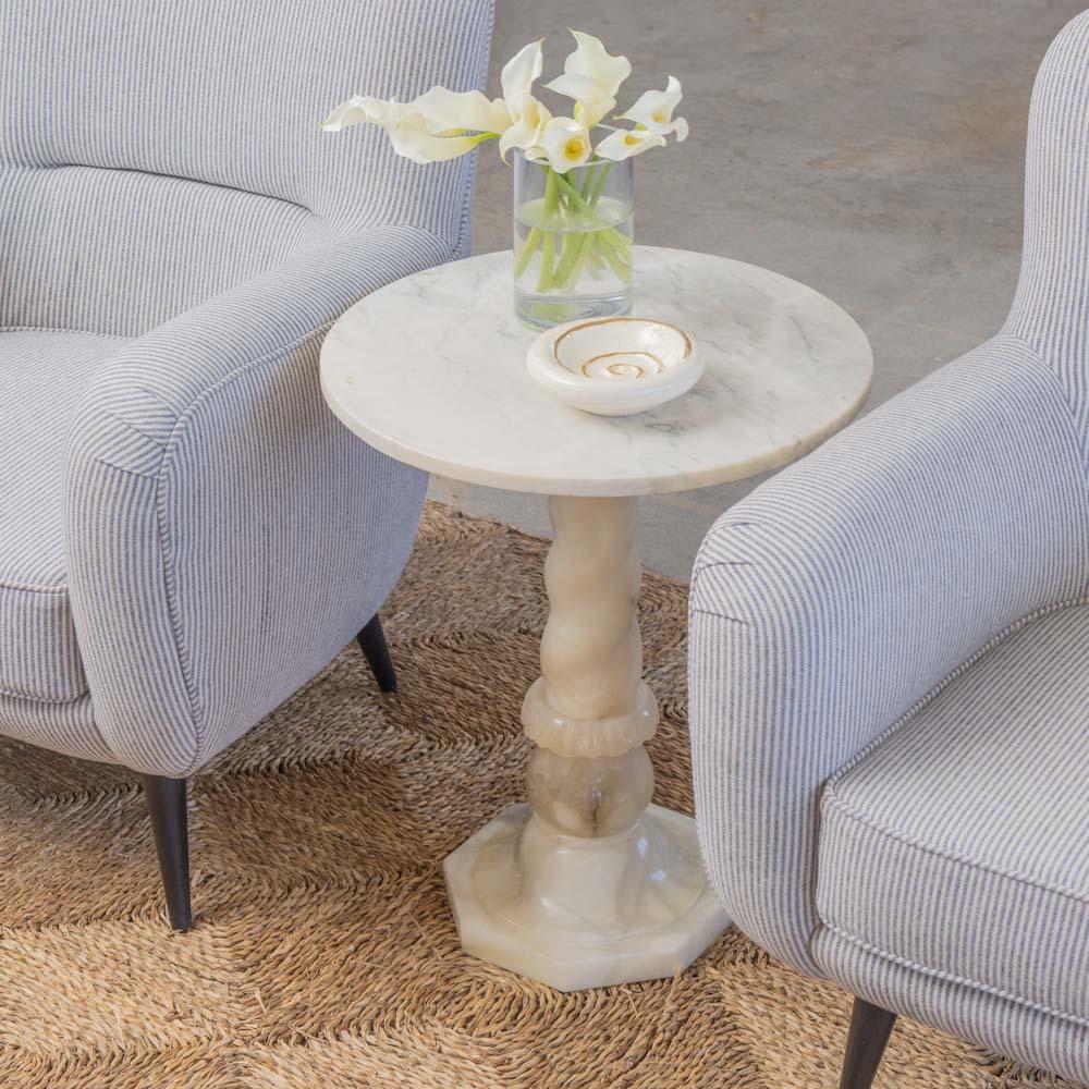 French Art Deco Alabaster Side Table In Good Condition For Sale In Los Angeles, CA