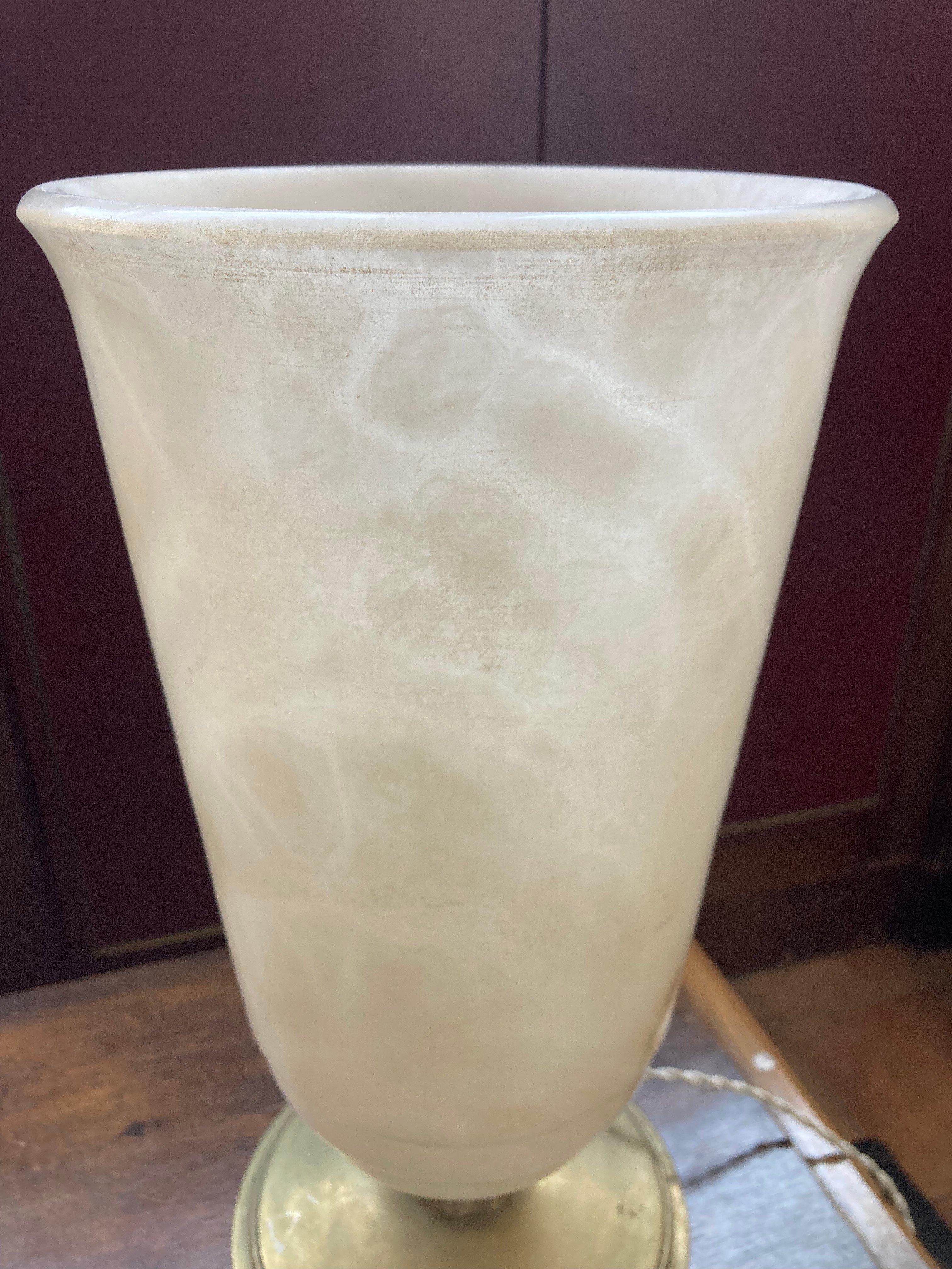 Art Deco French Art Déco Alabaster table lamp. In the manner of E.J.Ruhlmann.  For Sale