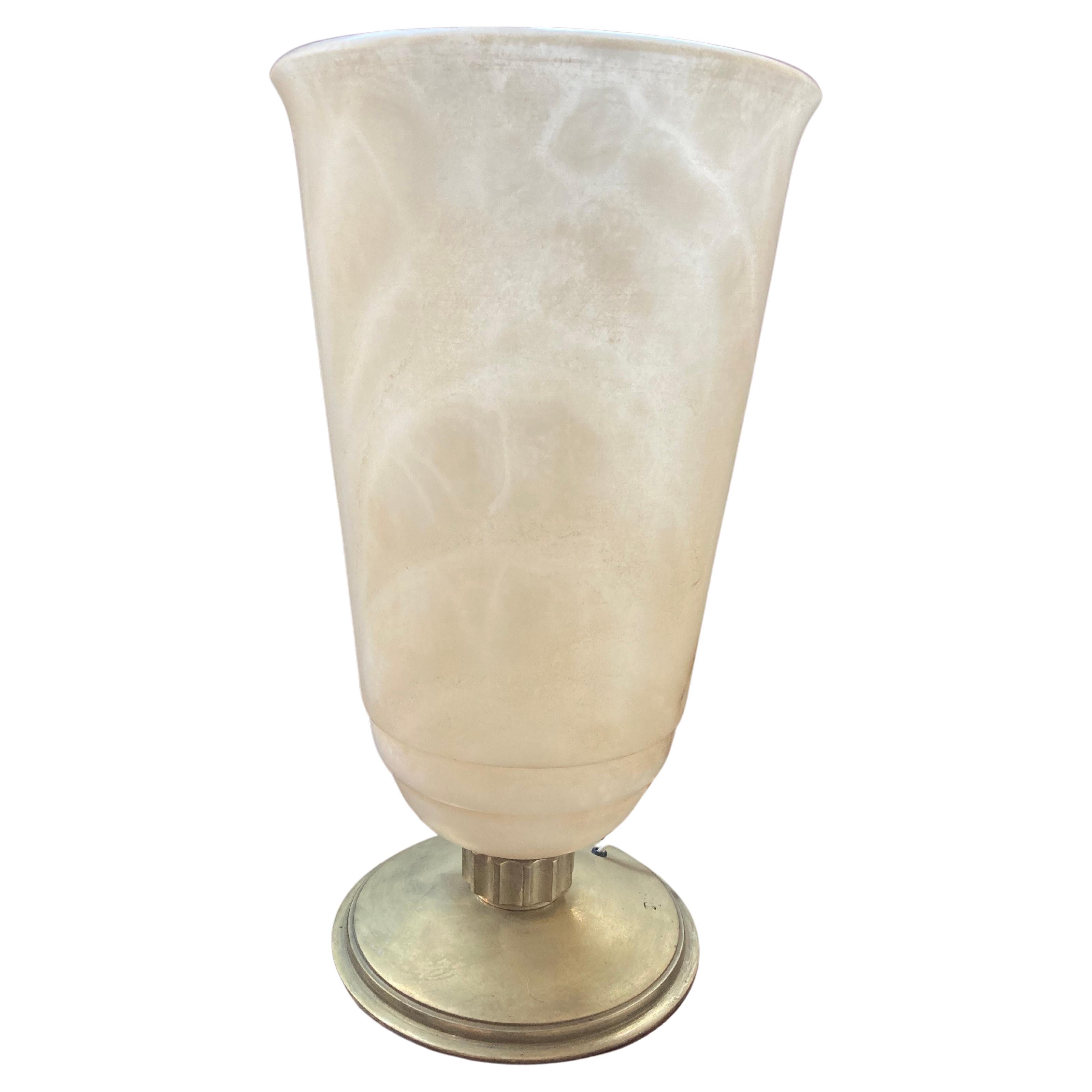 French Art Déco Alabaster table lamp. In the manner of E.J.Ruhlmann.  For Sale