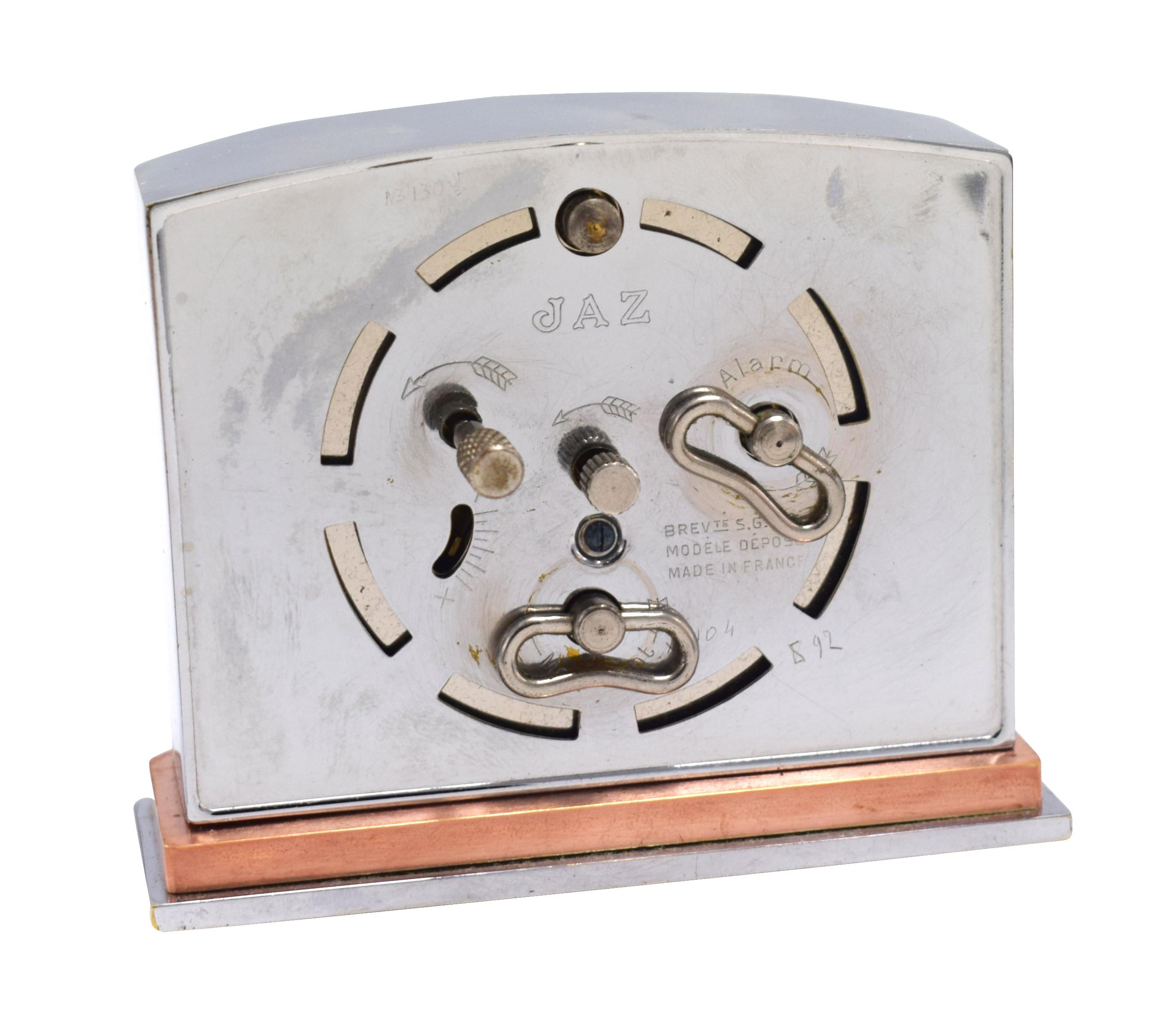 20th Century French Art Deco Alarm Clock by JAZ, circa 1935