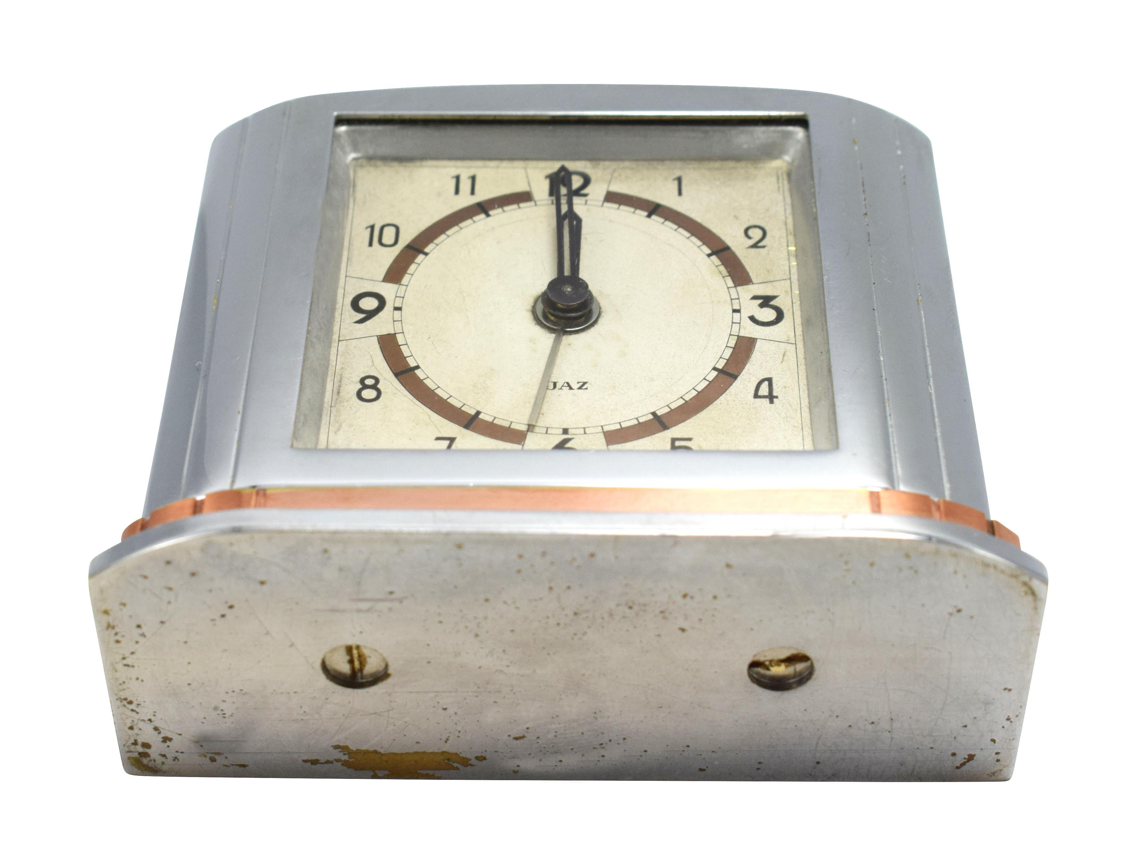 French Art Deco Alarm Clock by JAZ, circa 1935 1