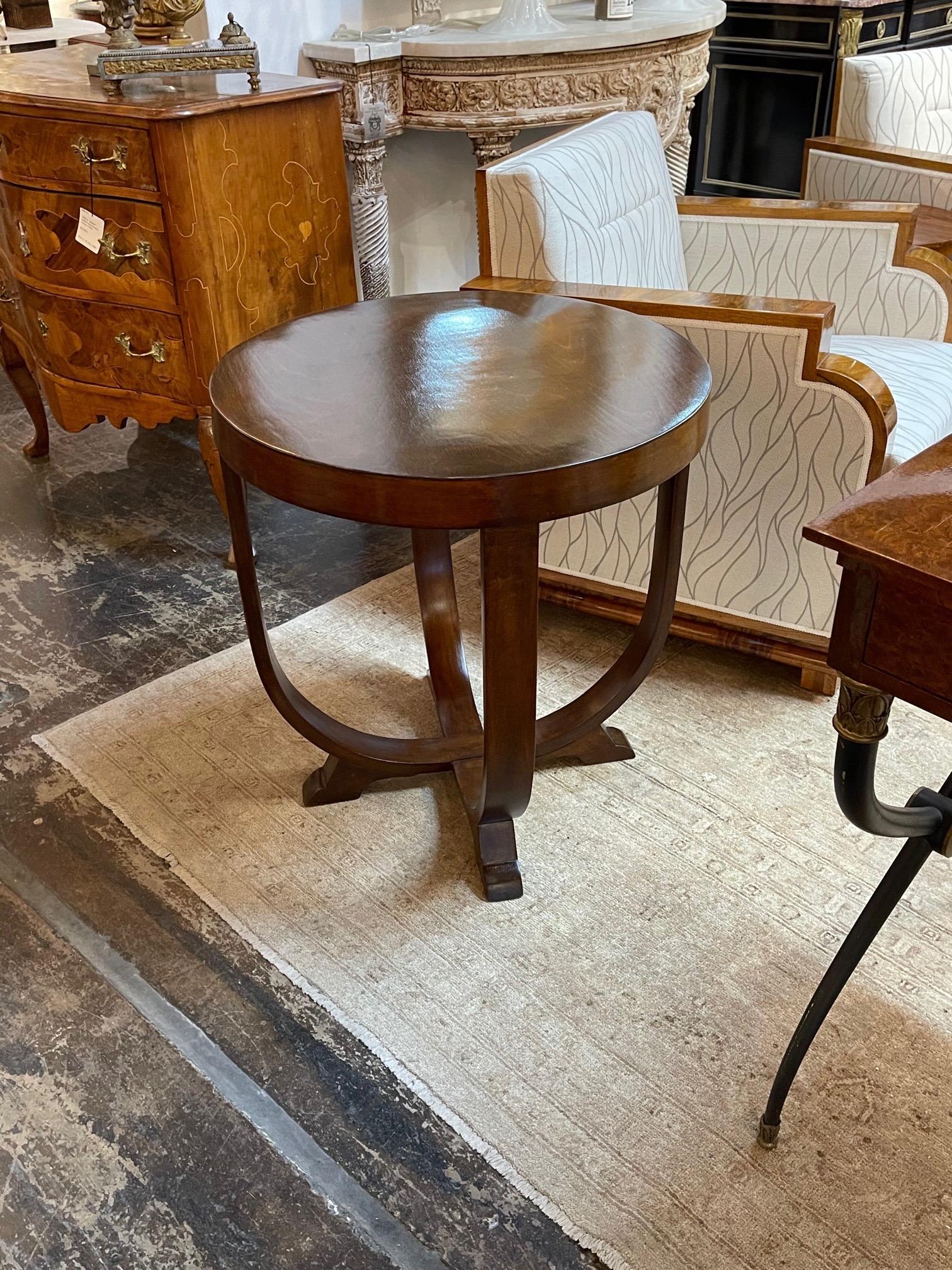 Wood French Art Deco Alderwood Side Table