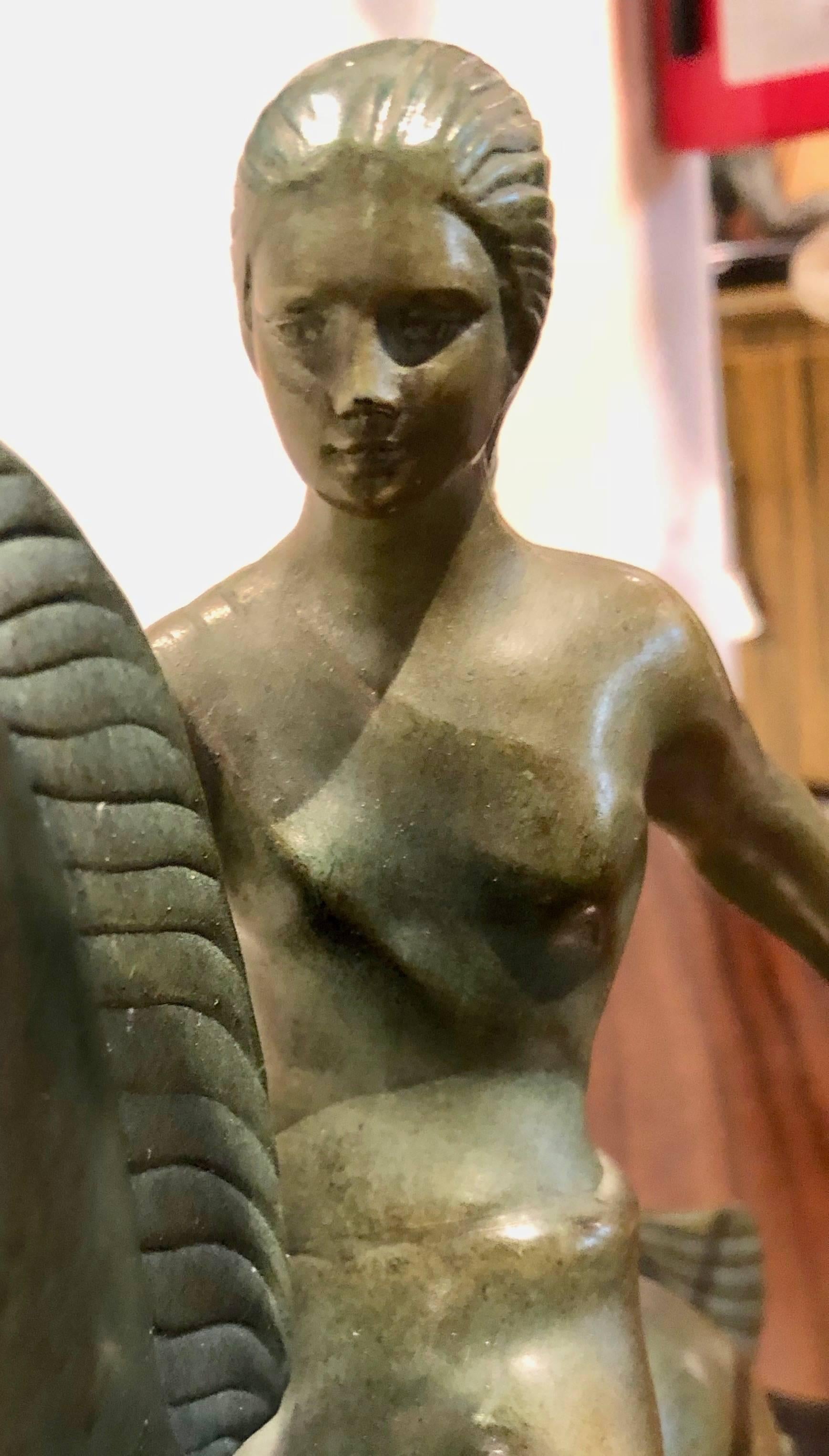 Grand bronze Art Déco Français - Amazones - cavalières et chien Barzoï 3