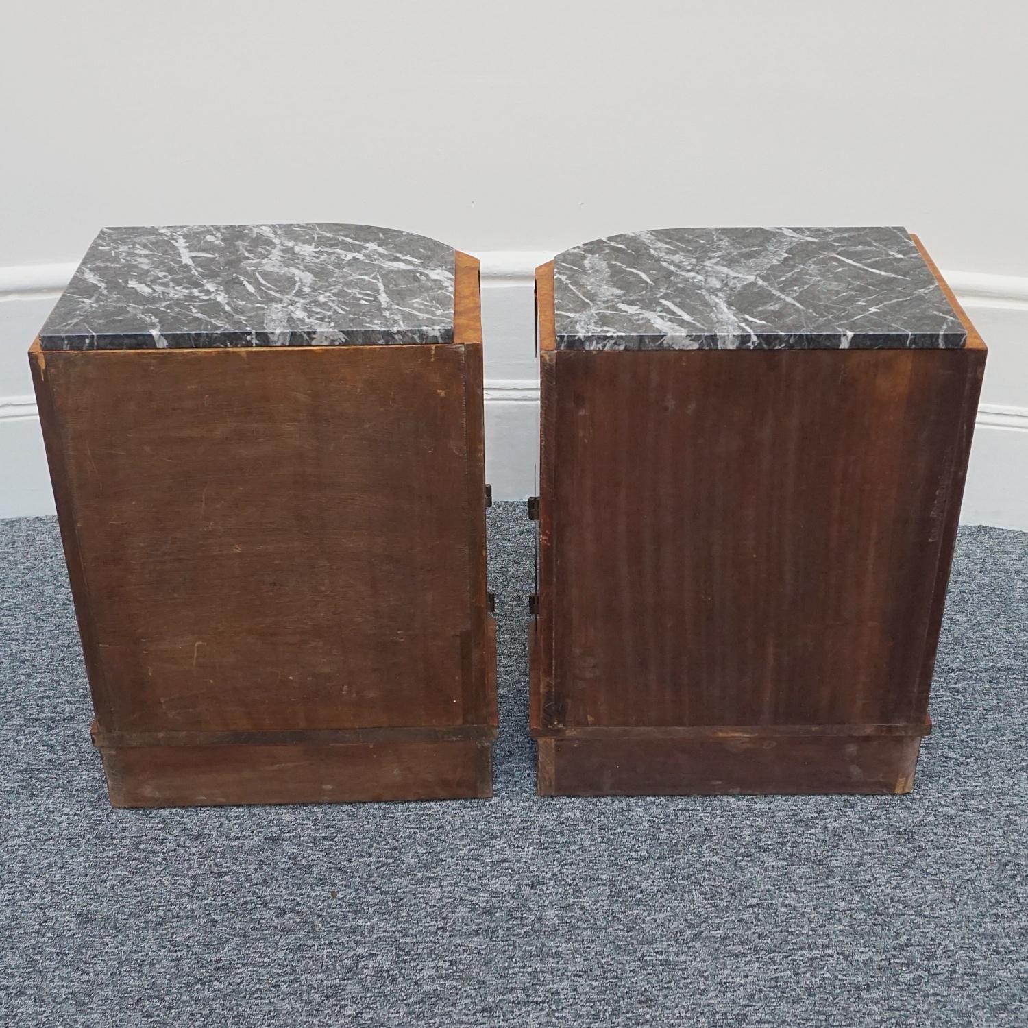 French Art Deco Amboyna and Marble Bedside Cabinets 5
