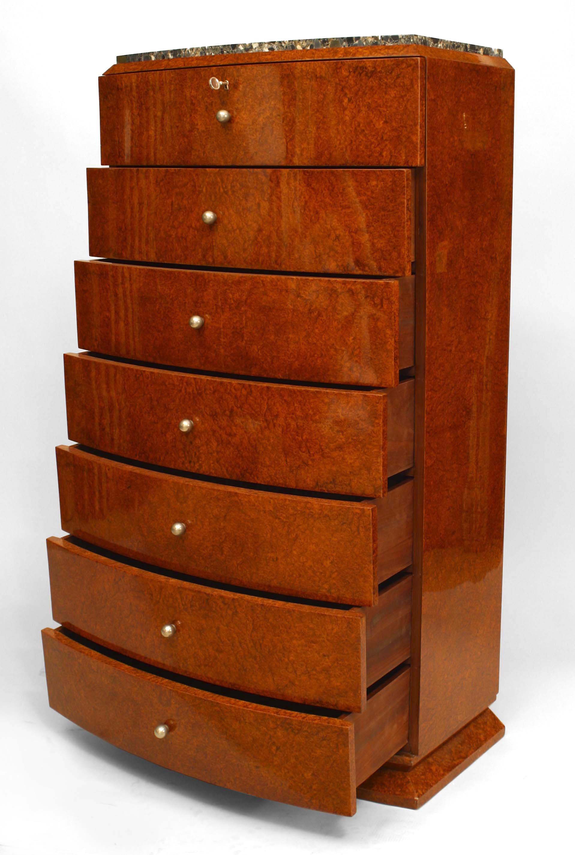 Maison Krieger French Art Deco Amboyna Cabinet Semaniere In Good Condition For Sale In New York, NY