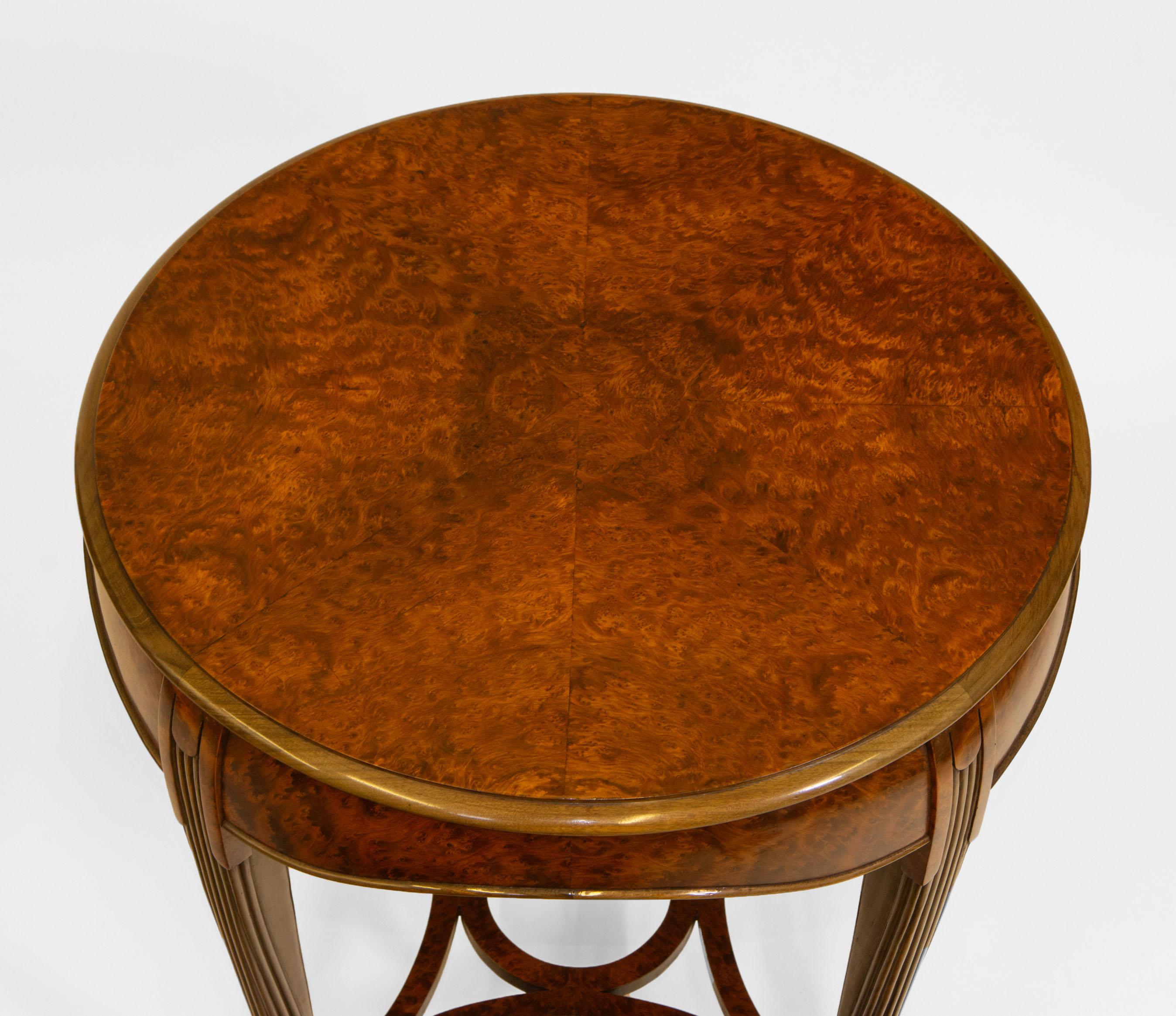 Walnut  French Art Deco Amboyna Occasional Side Table Circa 1930. For Sale