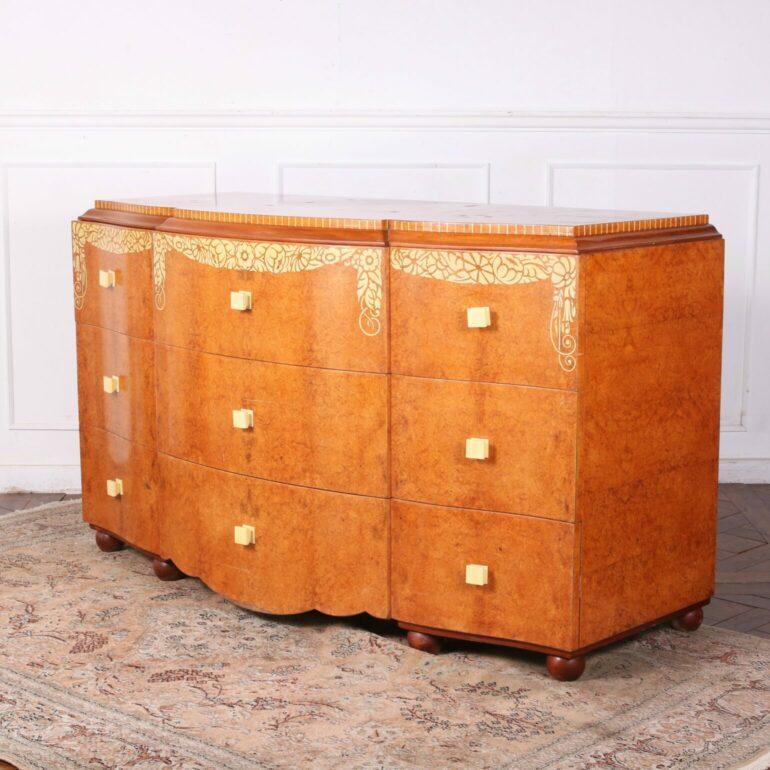 Inlay French Art Deco Amboyna Sideboard by René Joubert