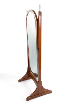 French Art Deco Amboyna Wood Cheval Mirror