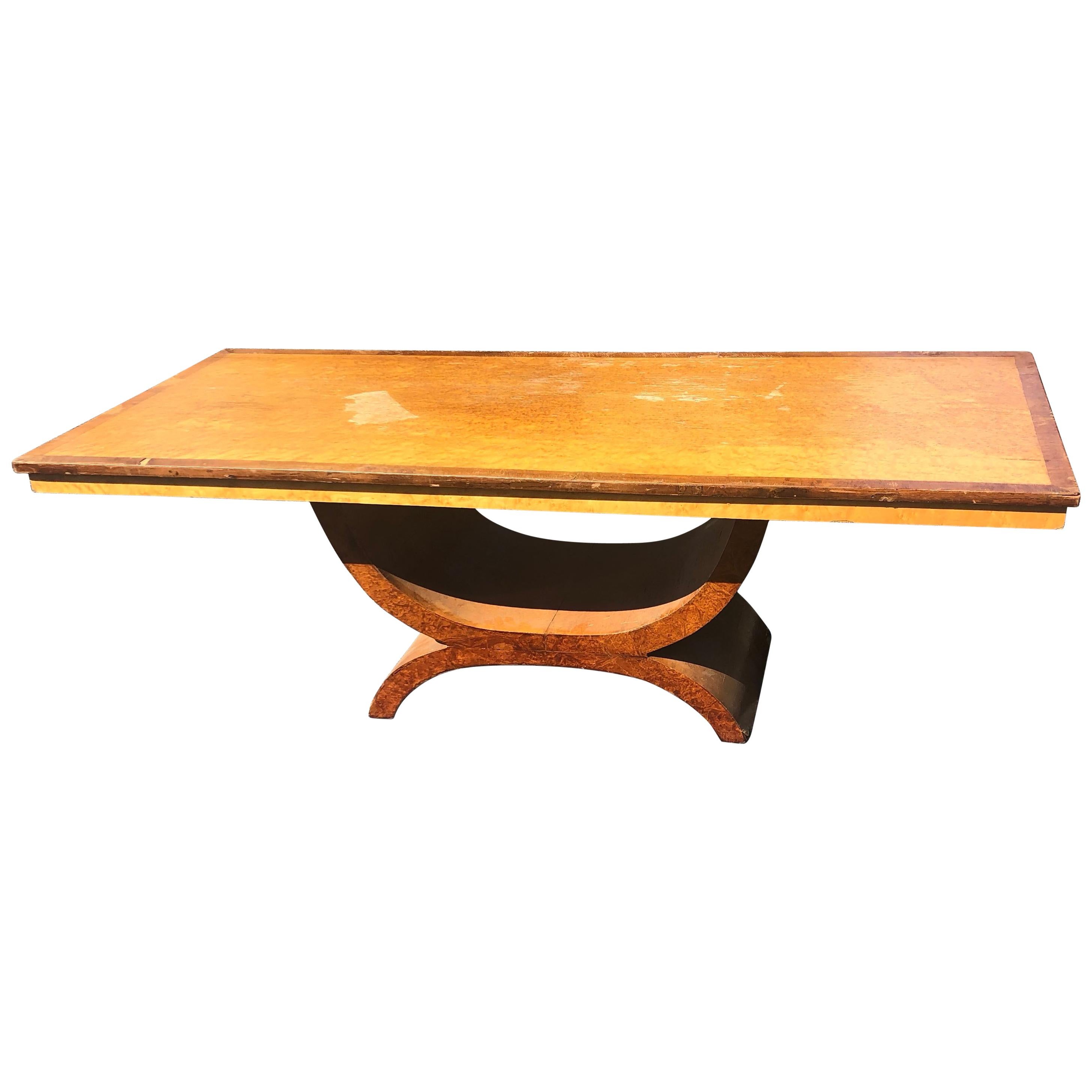 French Art Deco Amboyna Wood Coffee Table