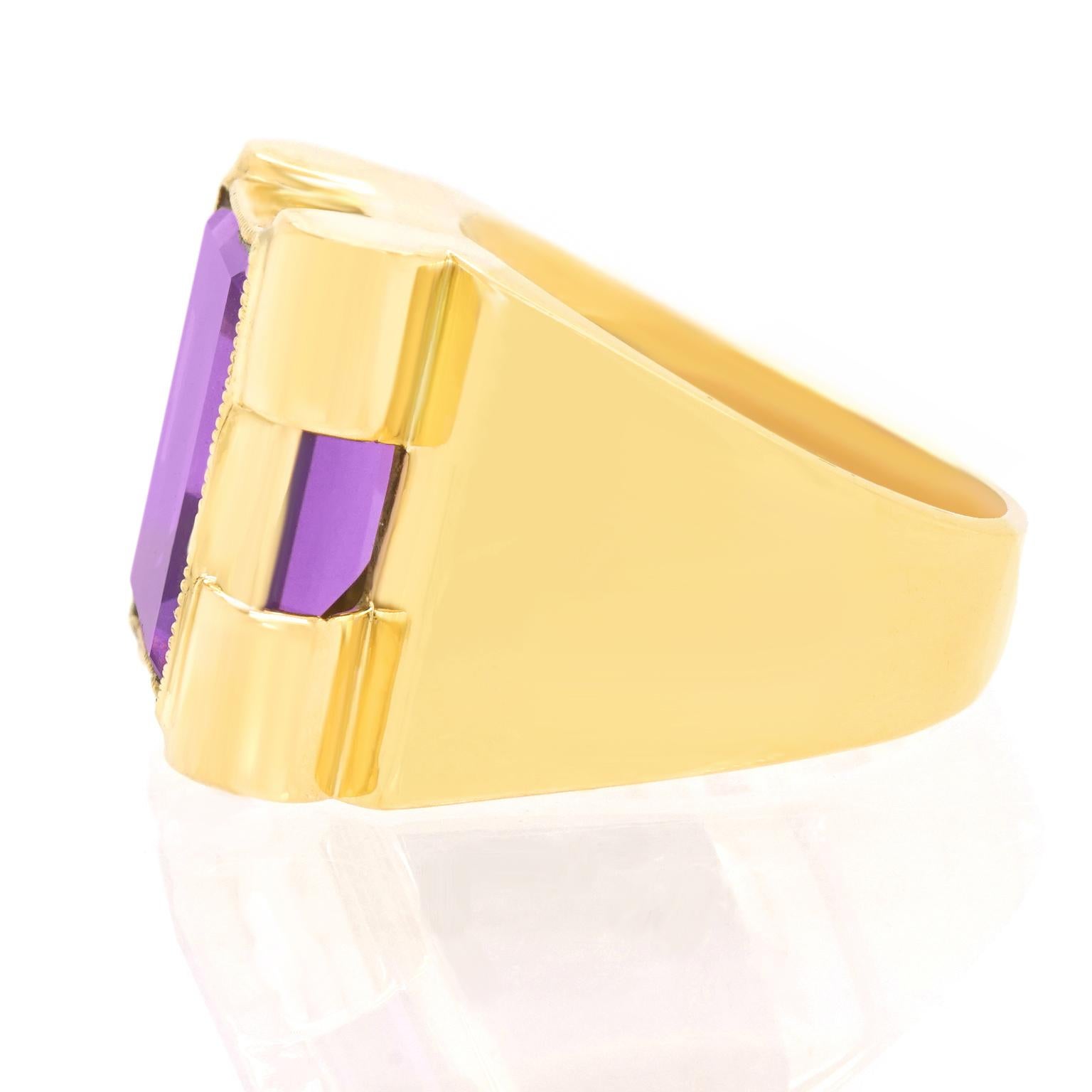 French Art Deco Amethyst and Gold Ring 1