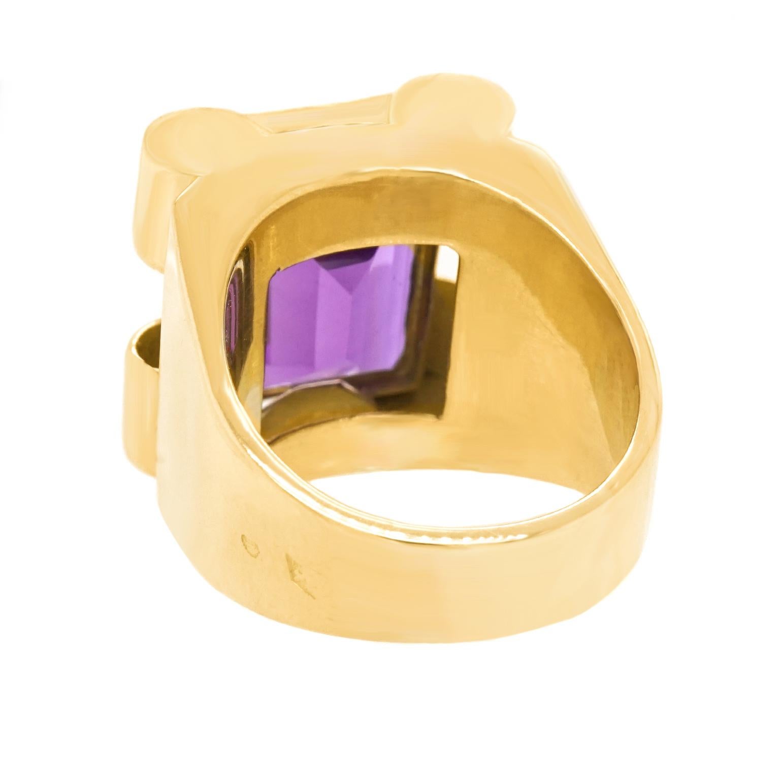 French Art Deco Amethyst and Gold Ring 2