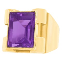 French Art Deco Amethyst and Gold Ring