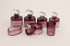 French Art Deco Amethyst Glass Dressing Table Set, circa 1930