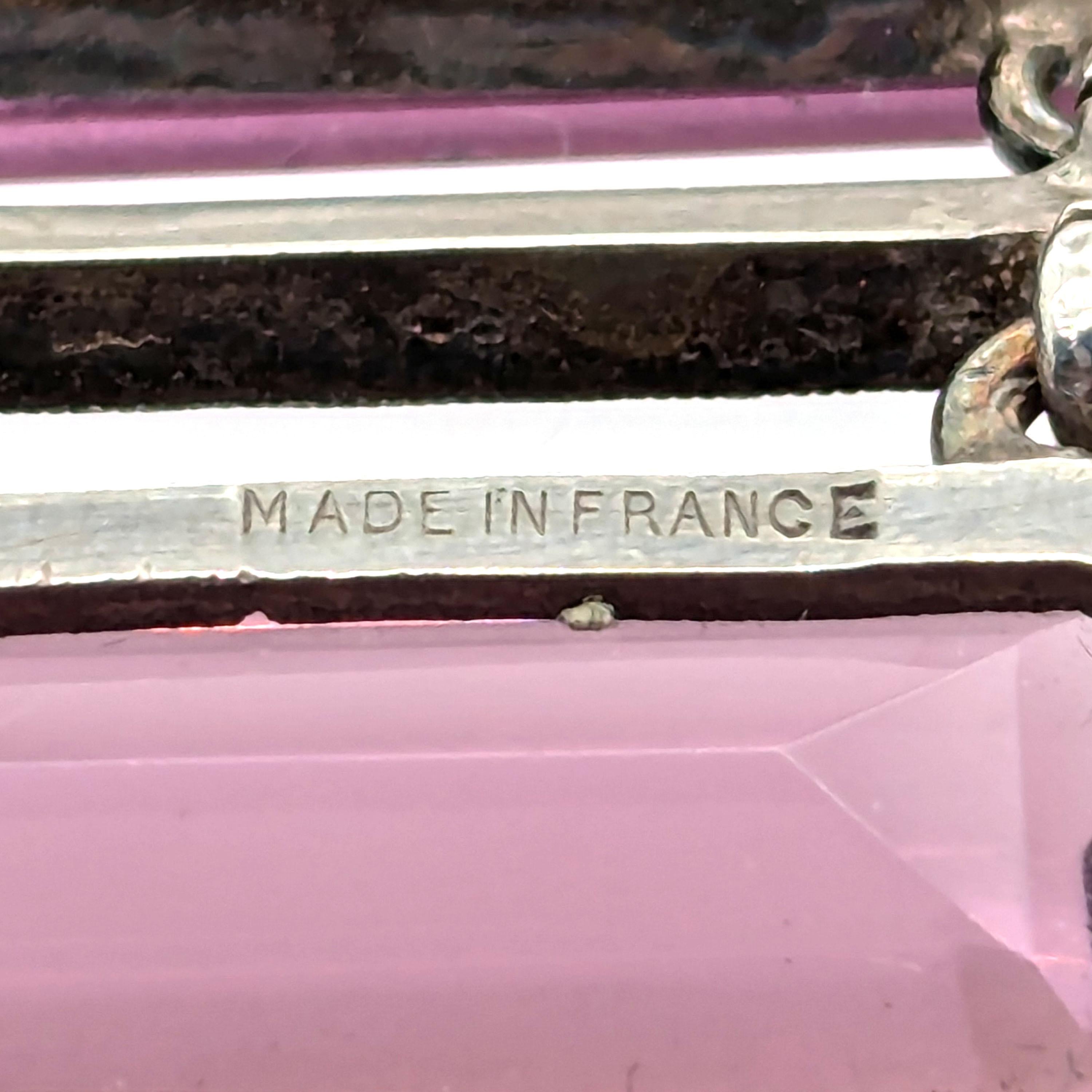 French Art Deco Amethyst Rock Crystal and Silver Bracelet, Circa 1930 6