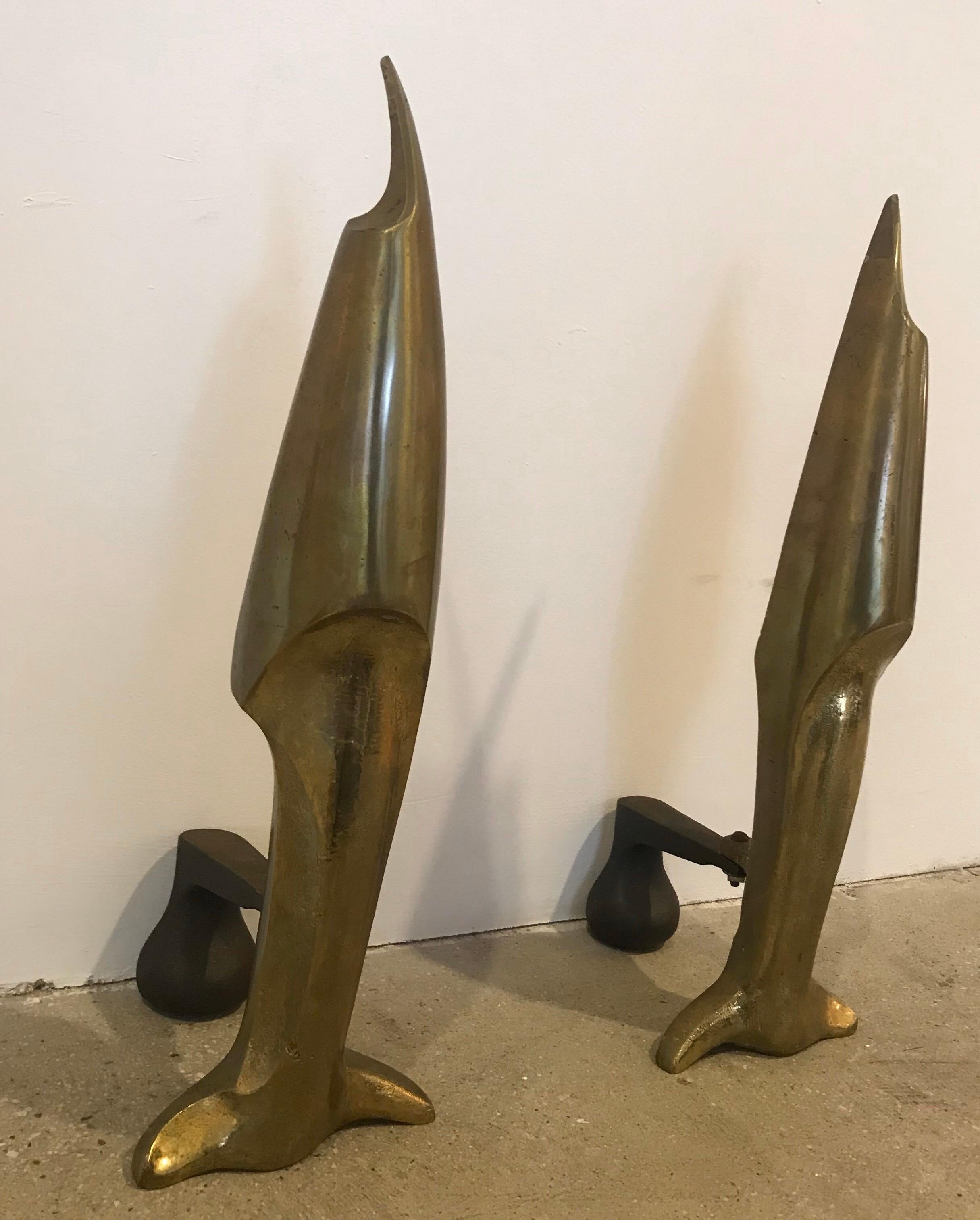 Chenets Art Déco français Attibué en bronze Pierre Legrain en vente 3