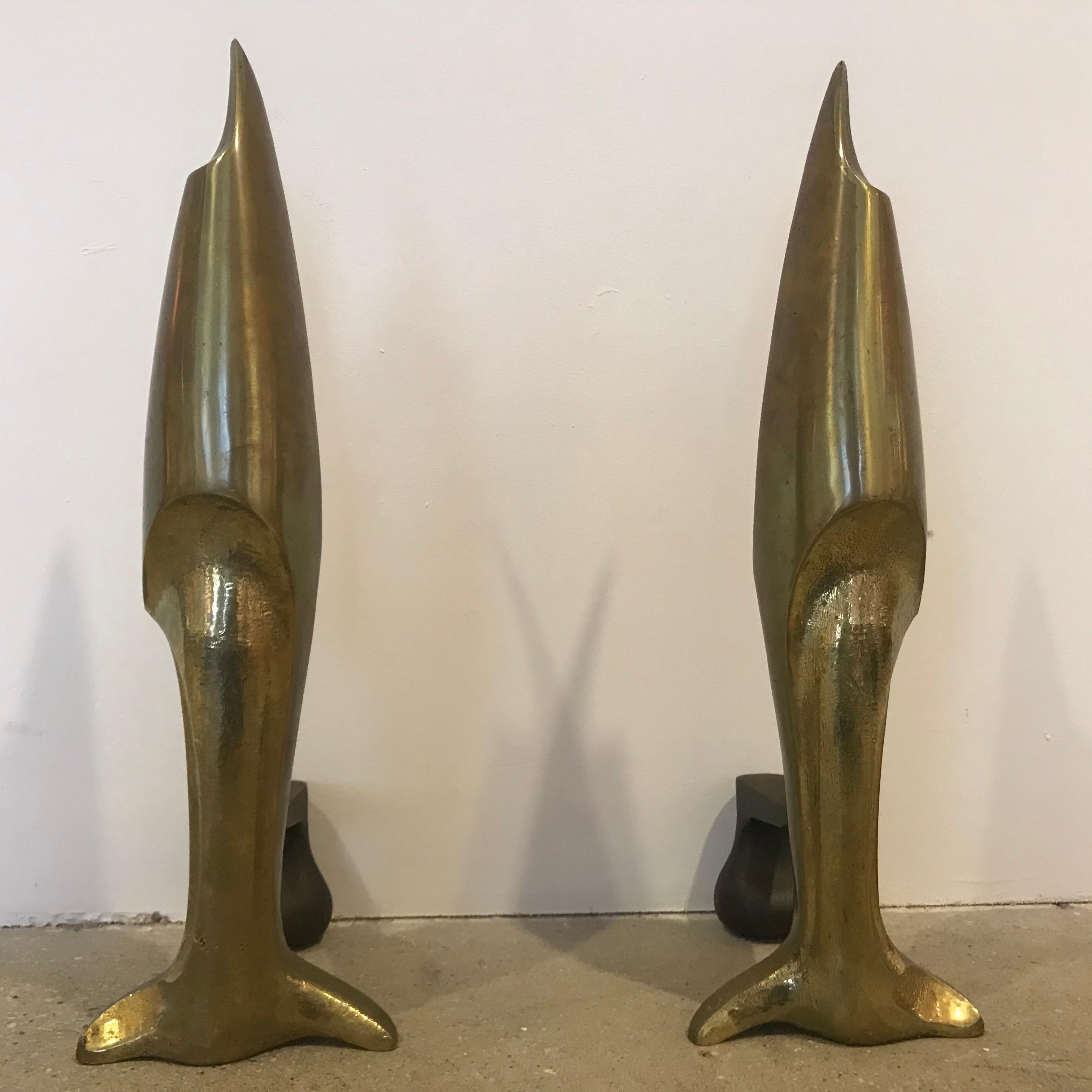 Français Chenets Art Déco français Attibué en bronze Pierre Legrain en vente
